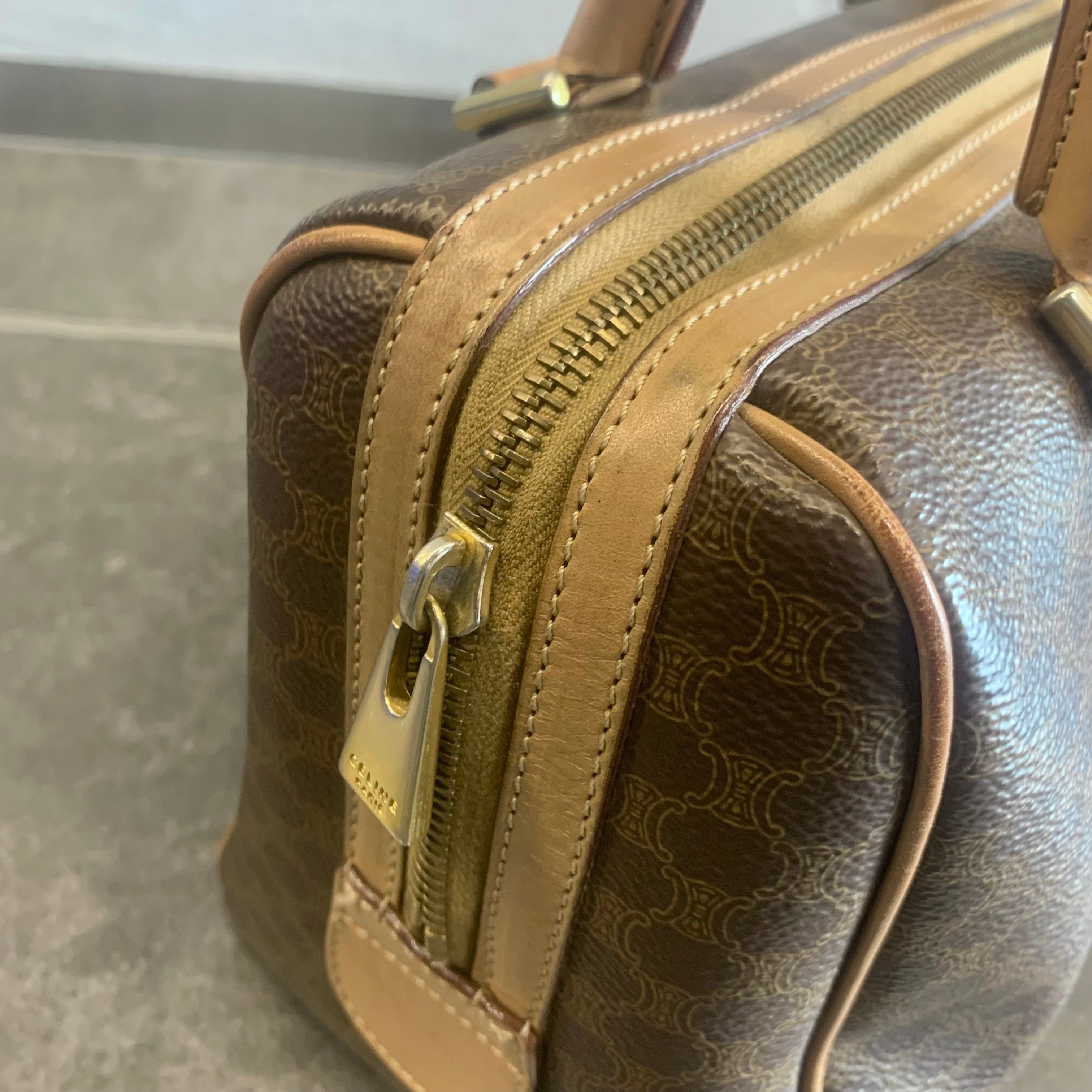 CELINE マカダム PVC/レザー ミニボストンバッグ