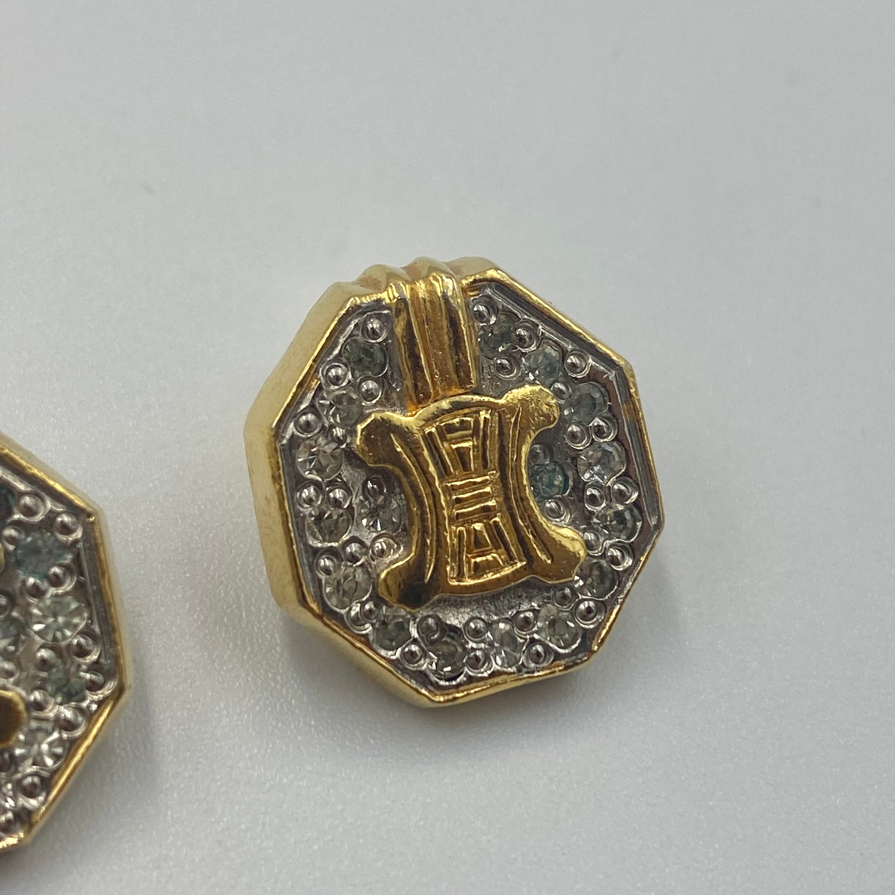 CELINE トリオンフ ラインストーン イヤリング