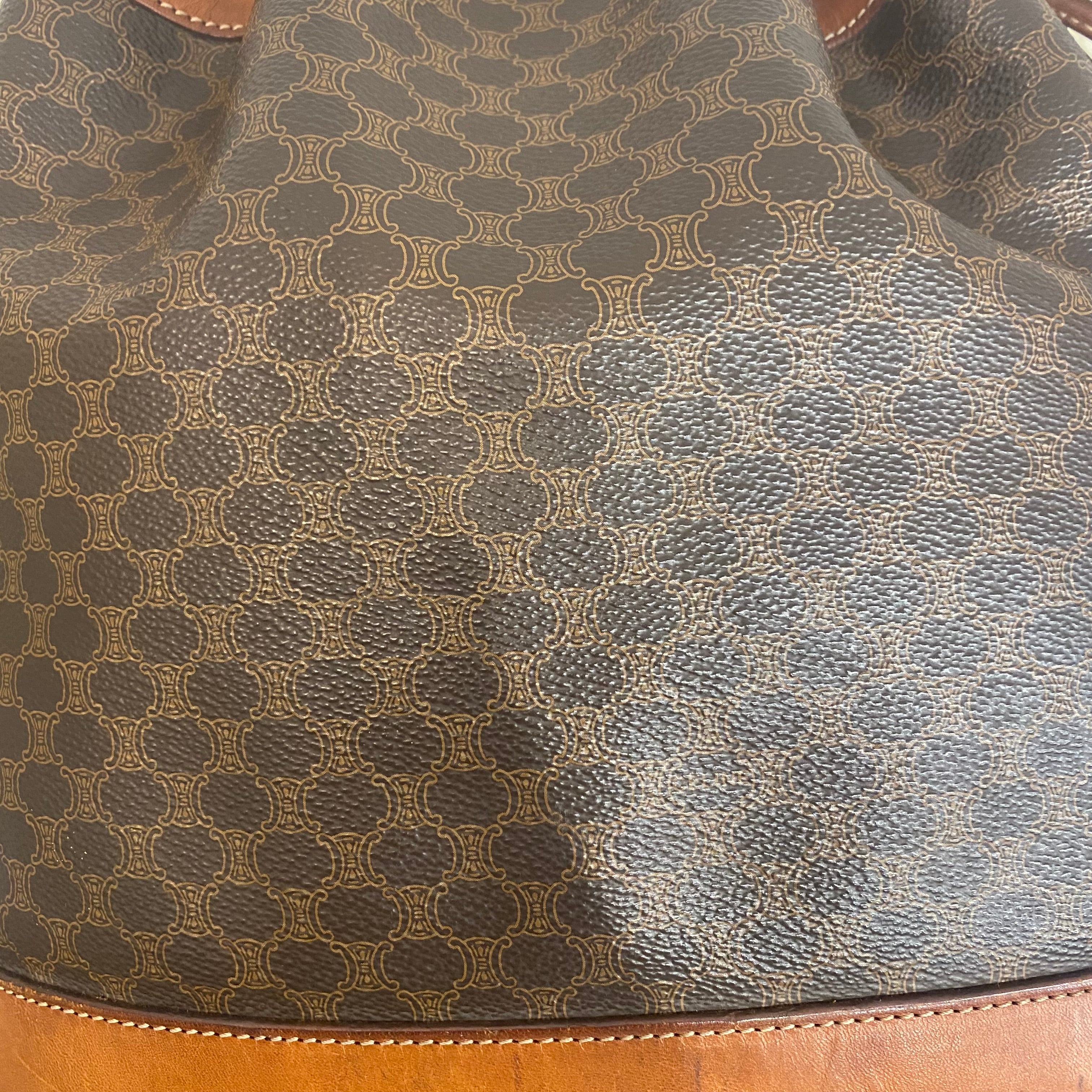 CELINE マカダム 巾着ショルダーバッグ