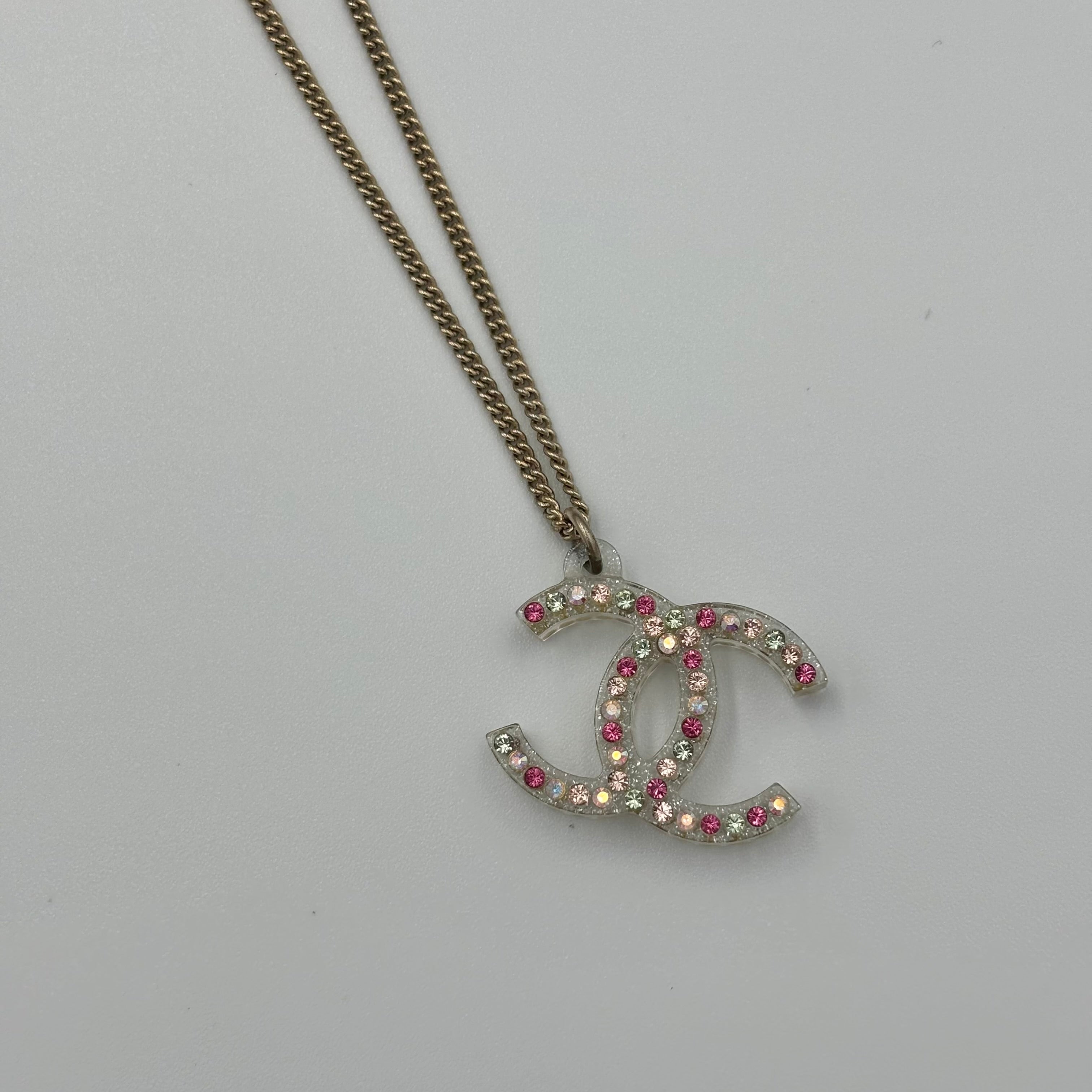 CHANEL ココマーク ラインストーン クリアネックレス