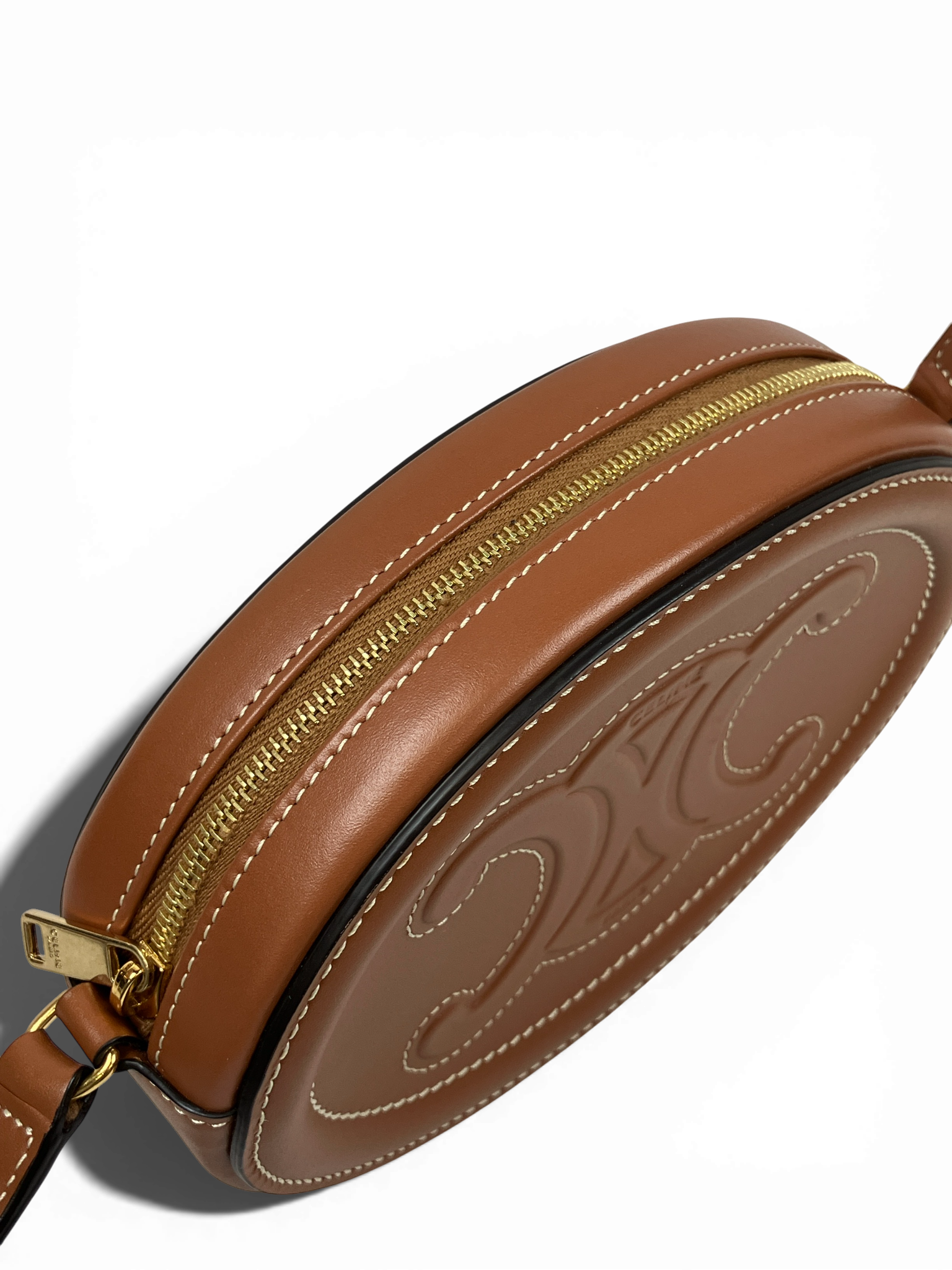 CELINE ショルダーバッグ オーバルパース キュイル トリオンフ タン カーフレザー