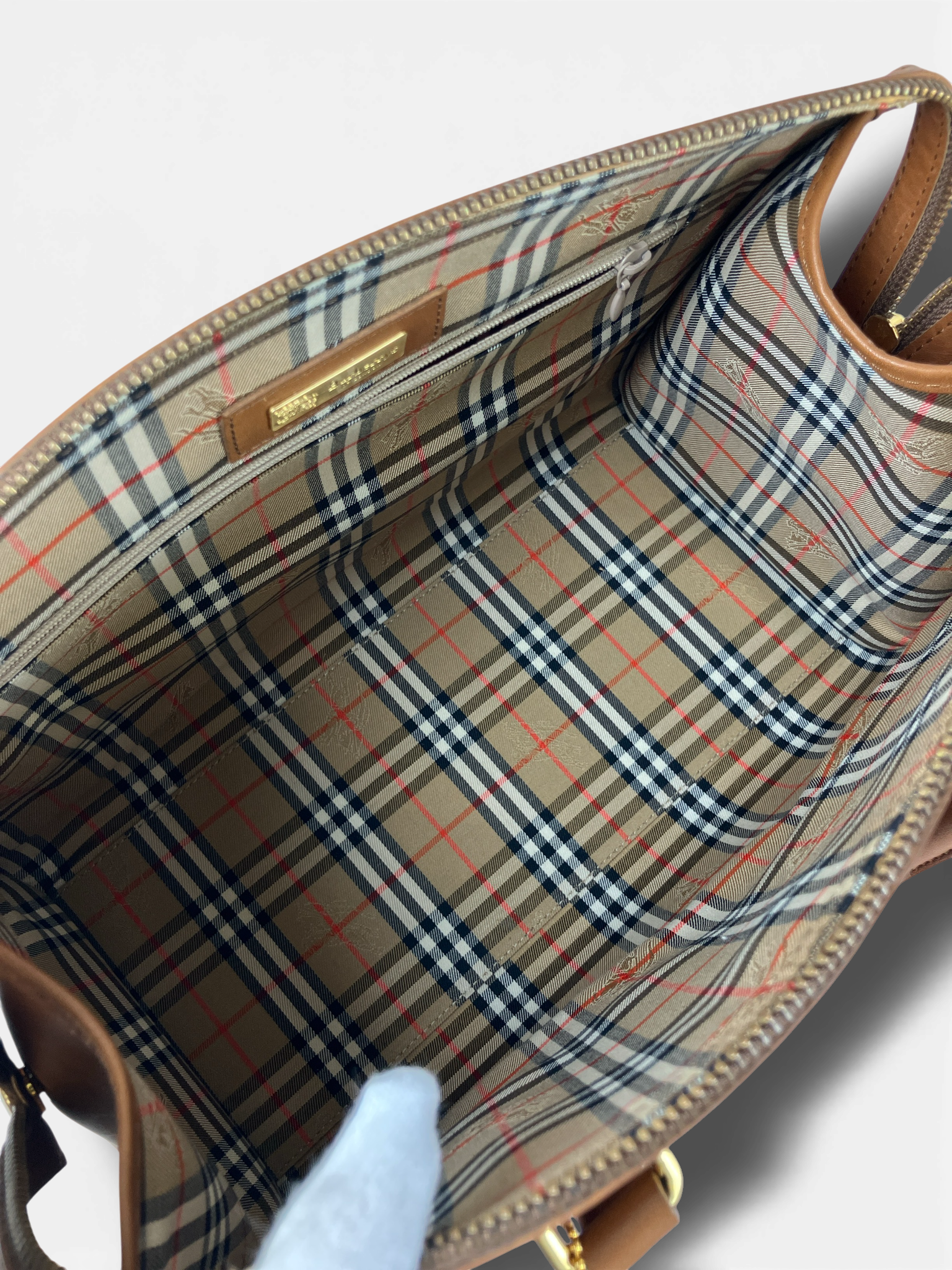 BURBERRY バーバリー ボストンバッグ ハンドバッグ ノバチェック キャメル