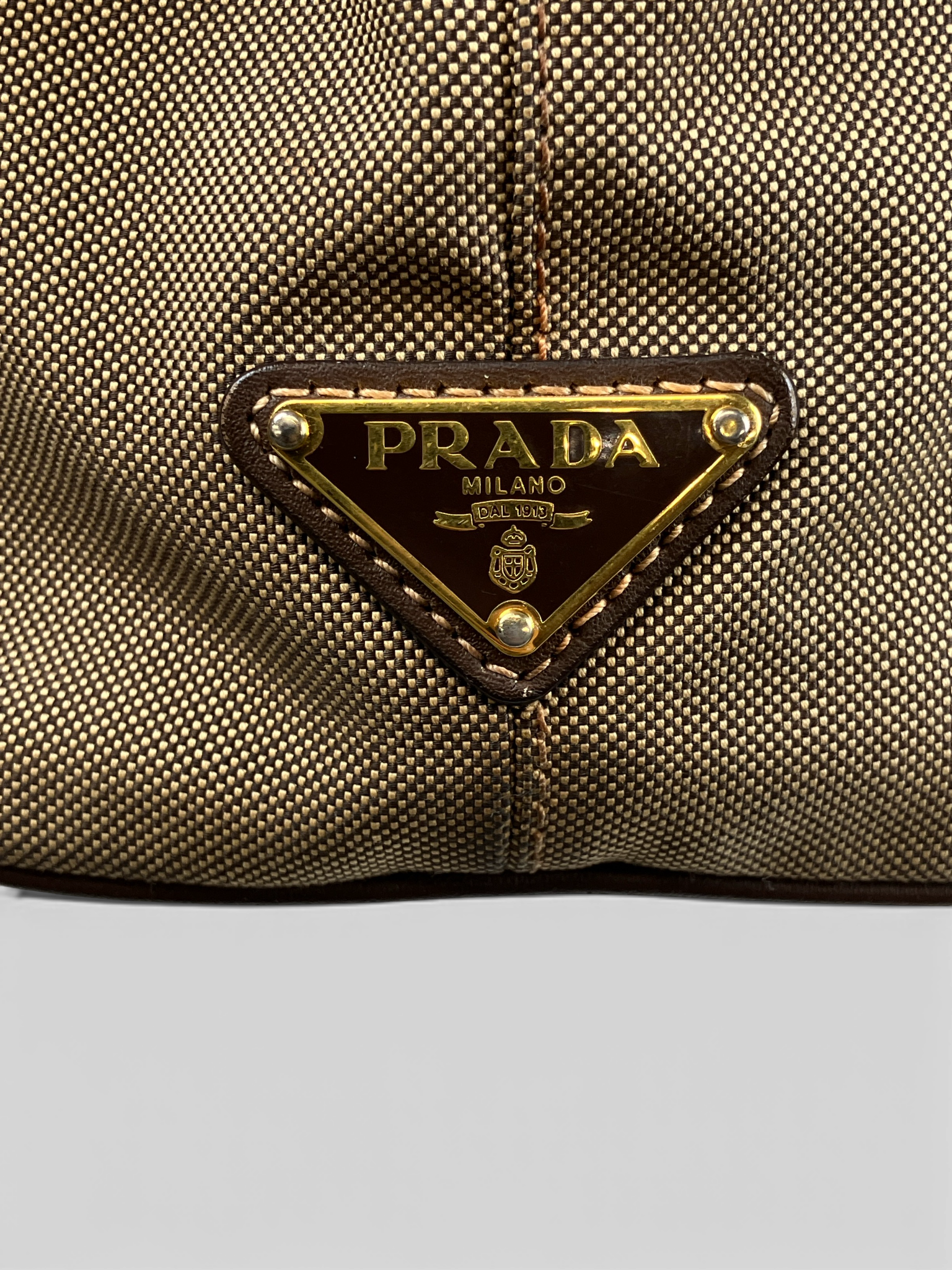 PRADA プラダ ロゴ ジャガード ハンドバッグ トートバッグ リボン ブラウン BN1841