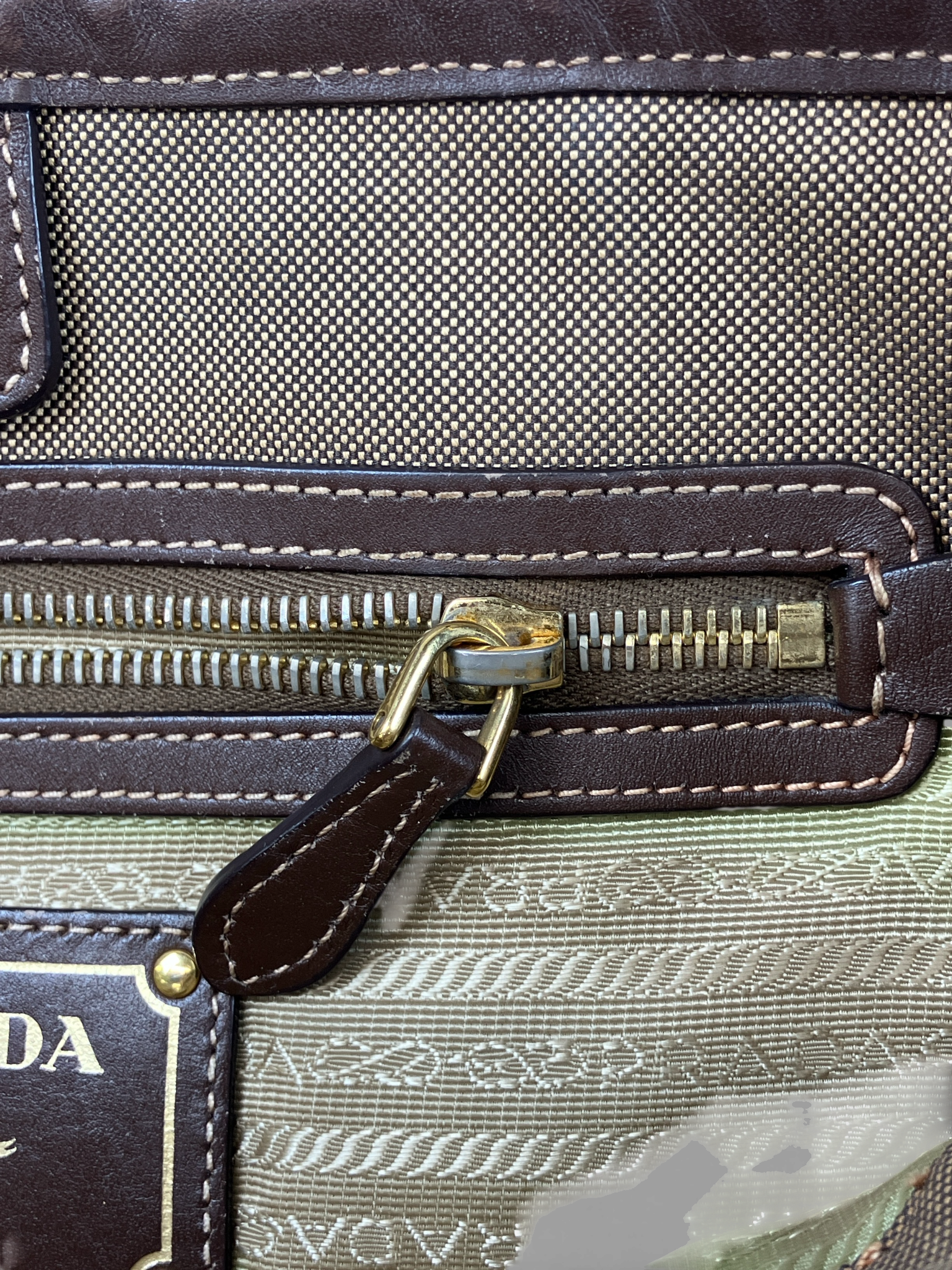 PRADA プラダ ロゴ ジャガード ハンドバッグ トートバッグ リボン ブラウン BN1841