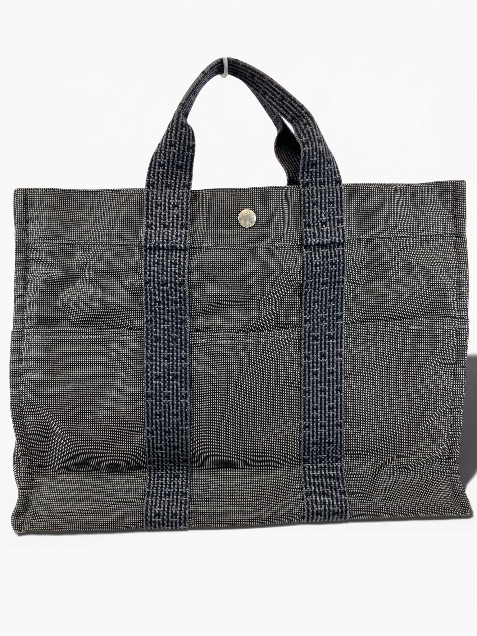 HERMES エルメス エールラインMM トートバッグ キャンバス グレー