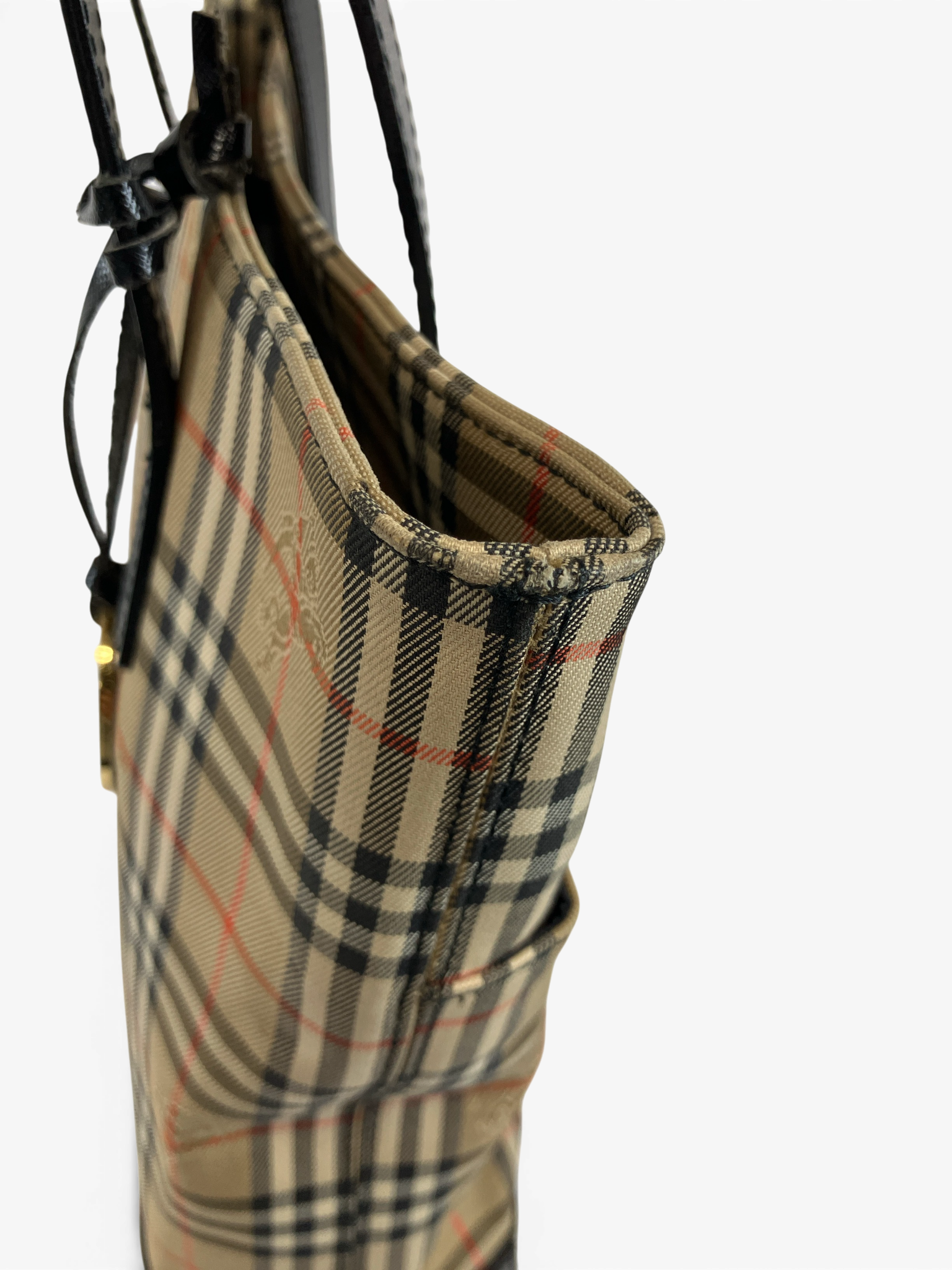 BURBERRY トートバッグ ノバチェック ベージュ ブラック キャンバス レザー