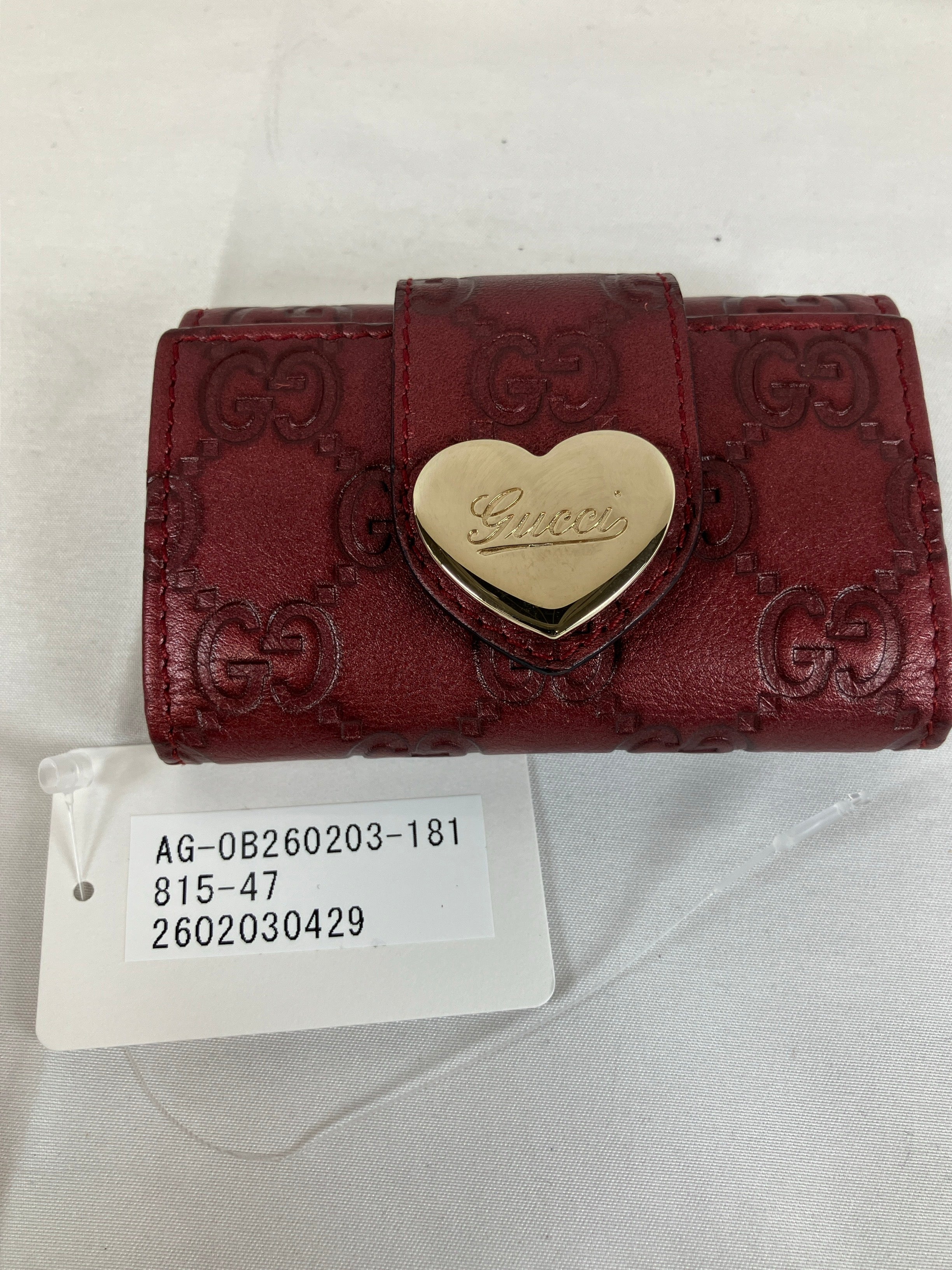 GUCCI グッチ キーケース 6連 グッチシマ ハート レッド メタリック