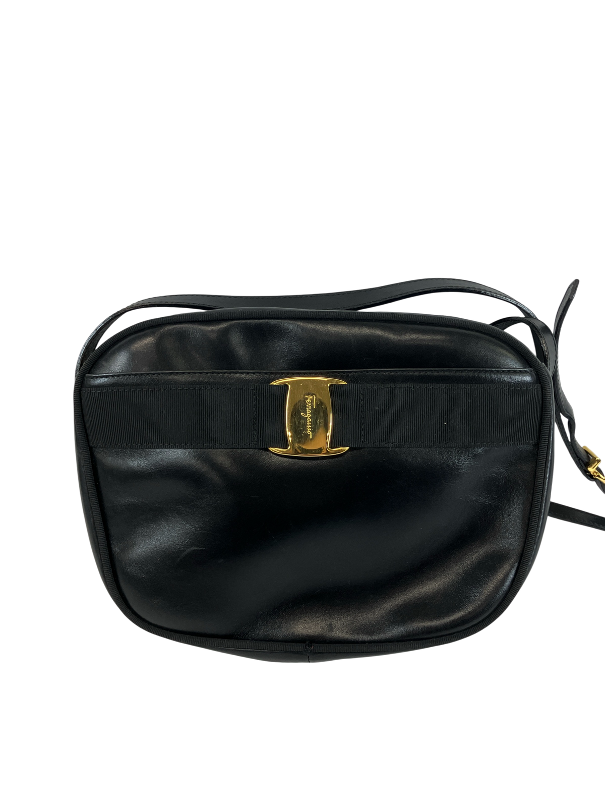 FERRAGAMO フェラガモ ショルダーバッグ ガンチーニ ヴァラ ブラック