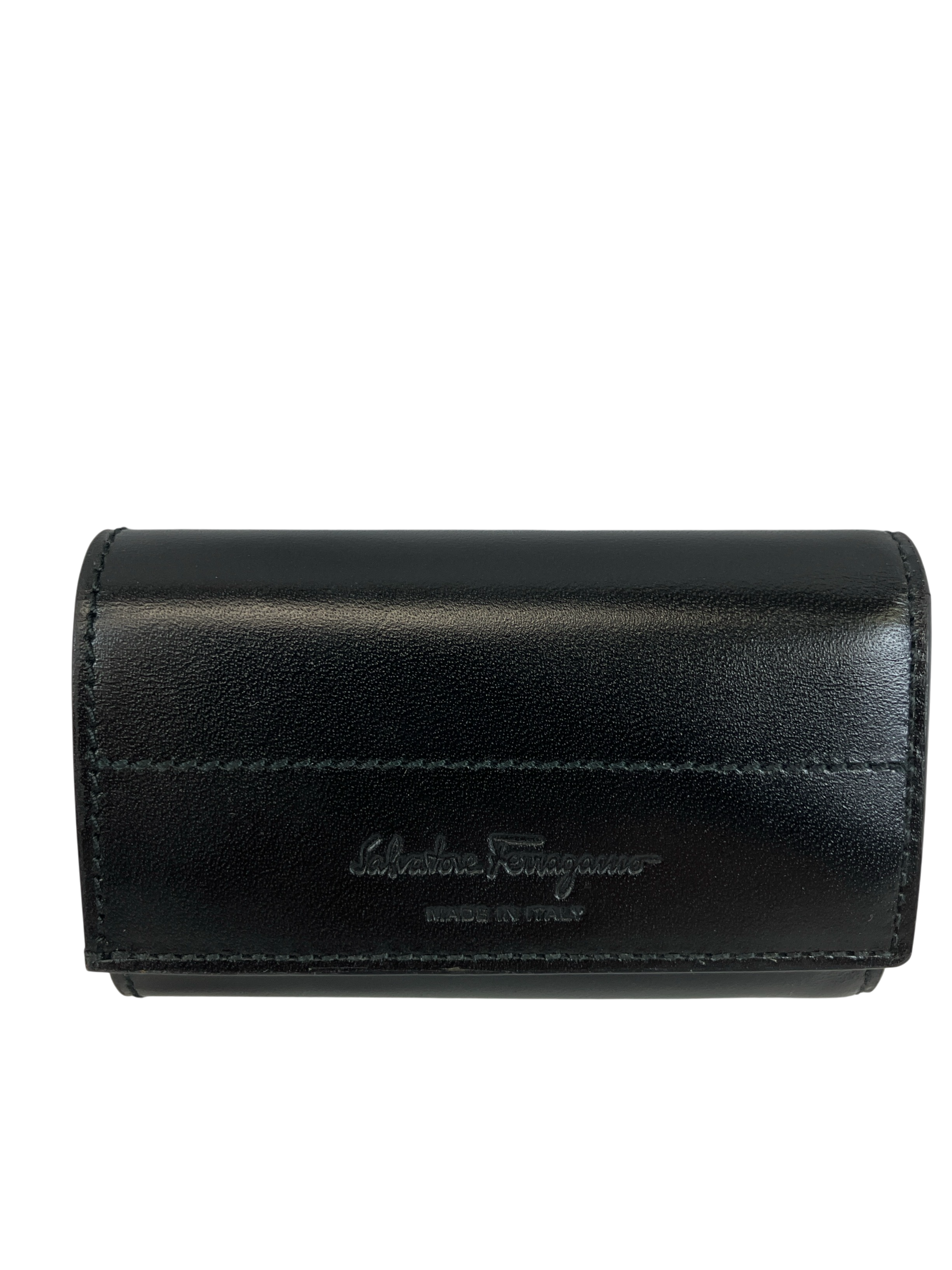 FERRAGAMO フェラガモ キーケース 6連 ロゴ型押し ブラック レザー