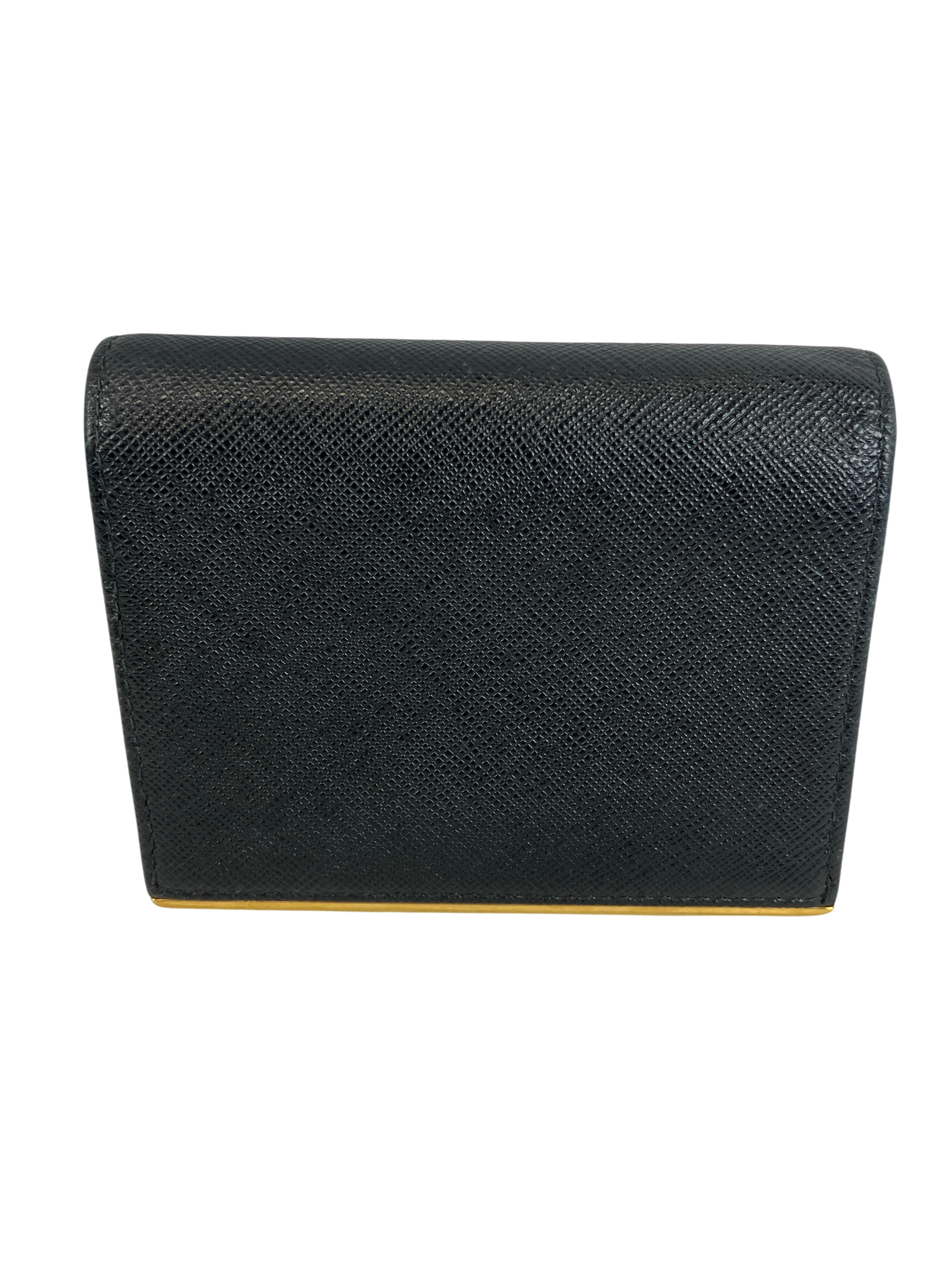 PRADA プラダ 二つ折り財布 サフィアーノ メタルバー ブラック ネロ