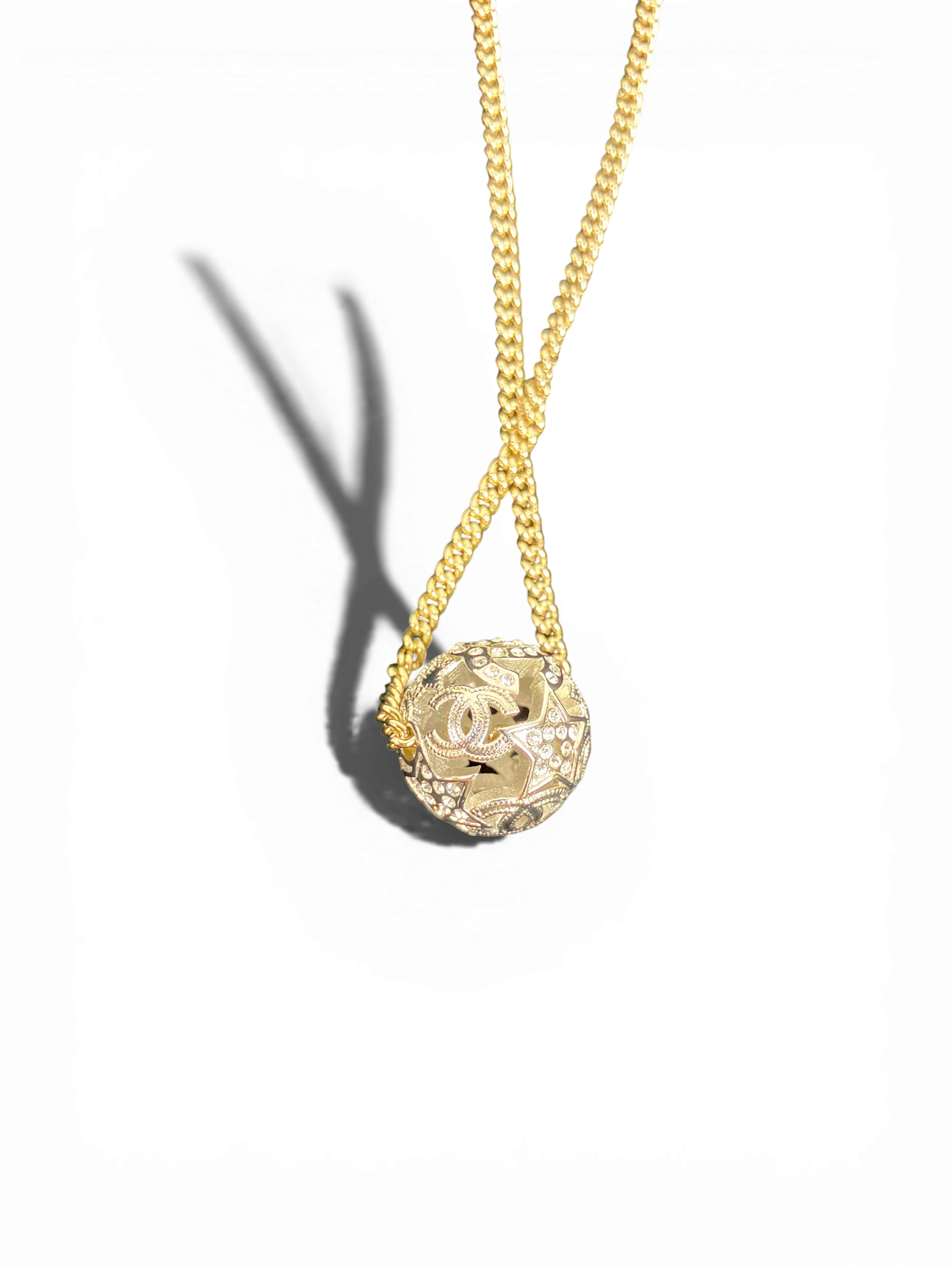 CHANEL シャネル ネックレス ココマーク シルバー ストラス ラインストーン スター ABG027