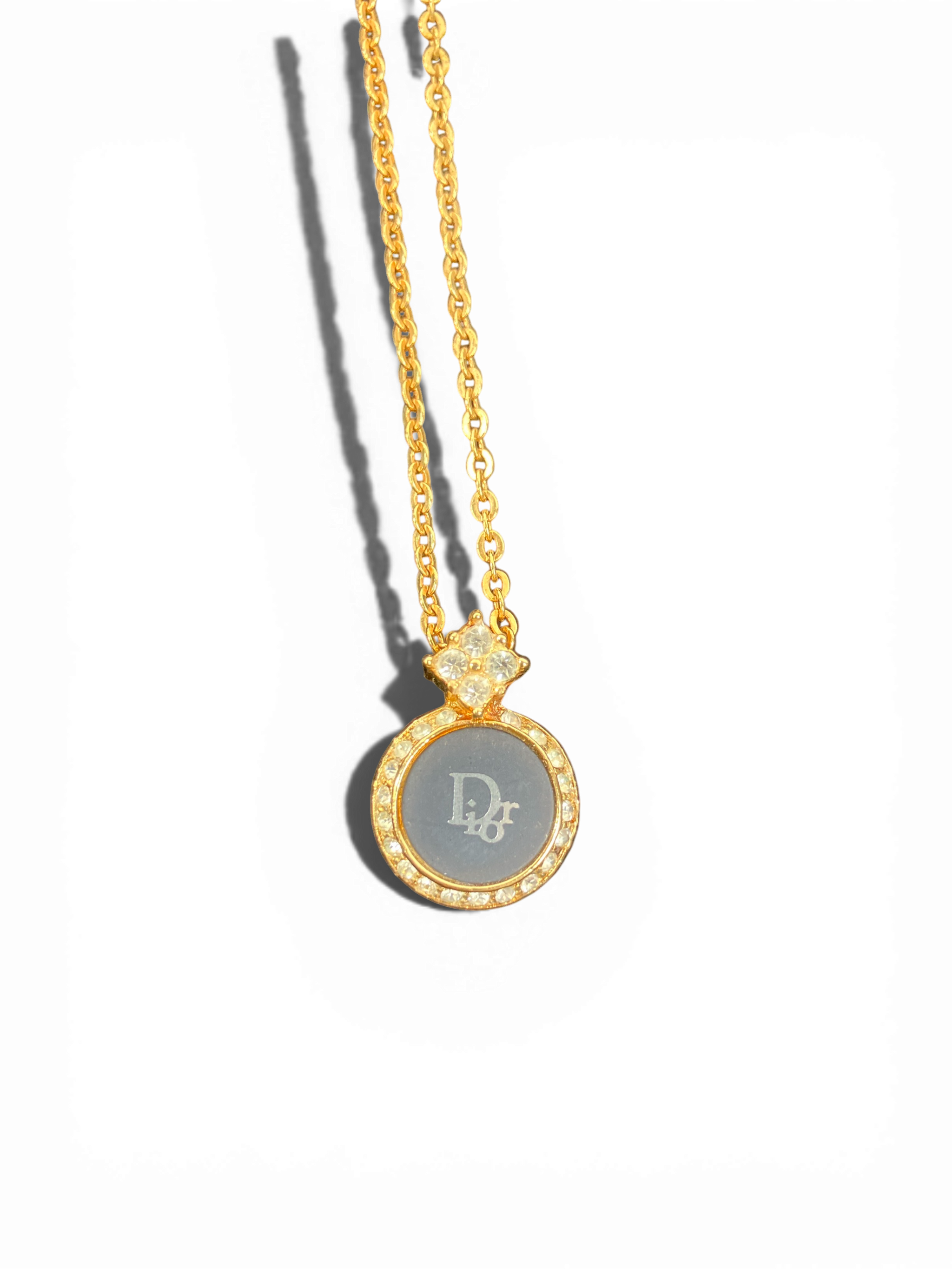 Dior ディオール ネックレス ゴールド ラウンド ロゴ ラインストーン