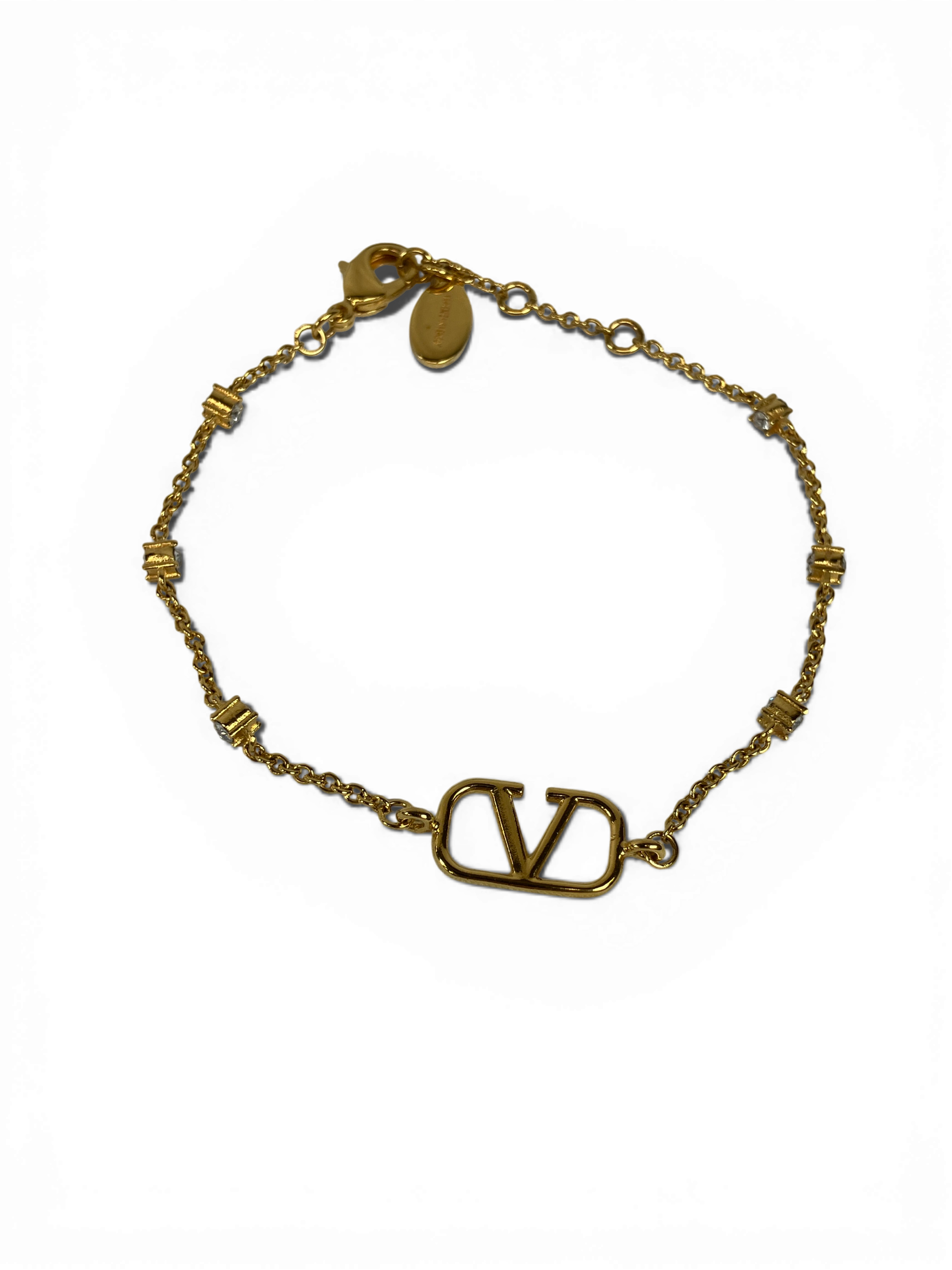 Valentino ヴァレンティノ ブレスレット ゴールド ストーン Vロゴ シグネチャー J0W24