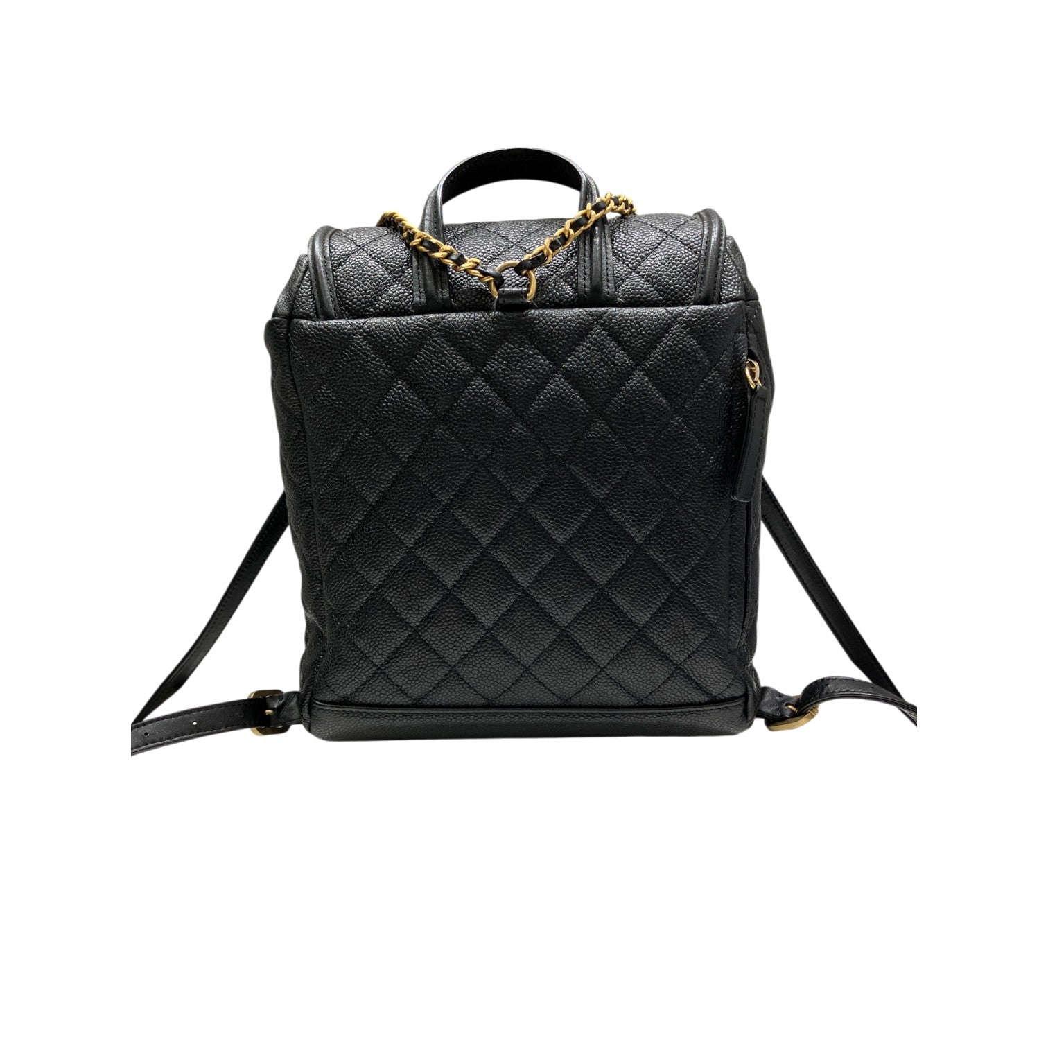 CHANEL シャネル CCフィリグリー バックパック キャビアスキン ココマーク ブラック ゴールド金具 チェーン レディース