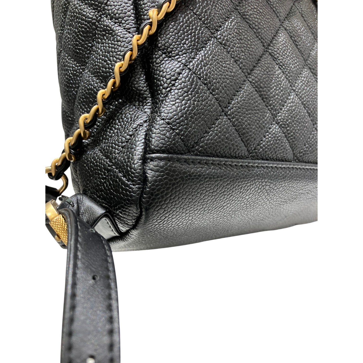 CHANEL シャネル CCフィリグリー バックパック キャビアスキン ココマーク ブラック ゴールド金具 チェーン レディース