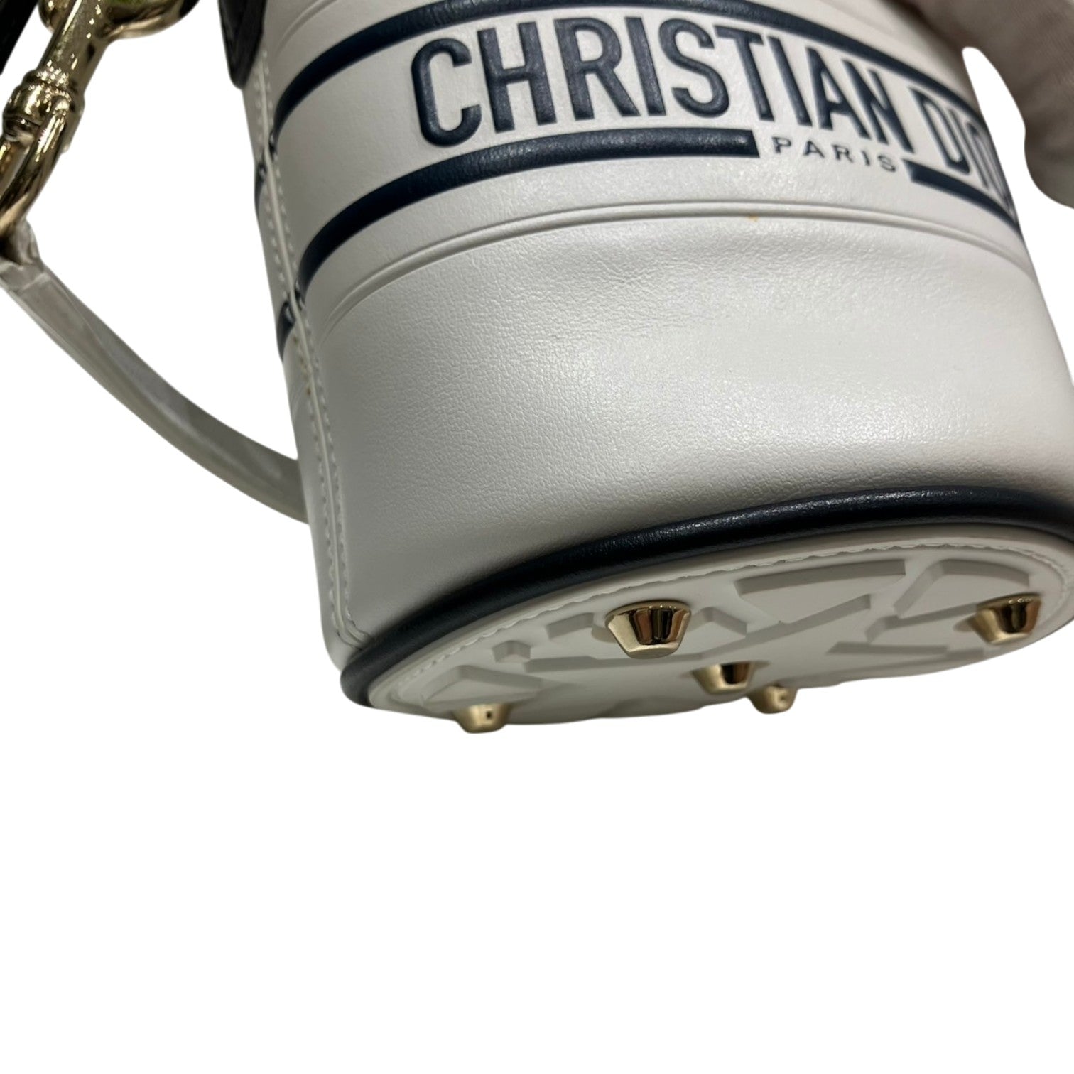 Christian Dior クリスチャンディオール ヴァイブ マイクロバケット ハンドバッグ ショルダーバッグ 2way レザー ホワイト ネイビー レディース