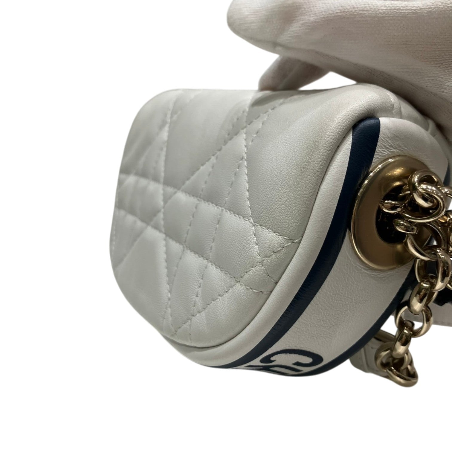 Christian Dior クリスチャンディオール カナージュ ヴァイブ ホーボーバッグ スモール ハンドバッグ 肩掛け ショルダーバッグ 2way ラムスキン レザー ホワイト ブラック 半月型 レディース