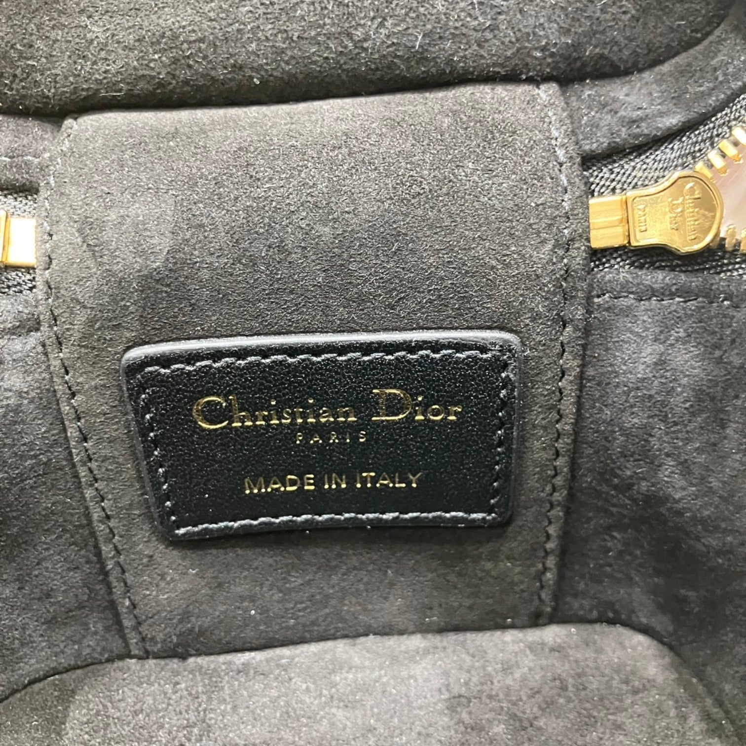 Christian Dior クリスチャンディオール カナージュ マイクロ バニティバッグ ラムスキン ブラック チャーム レディース