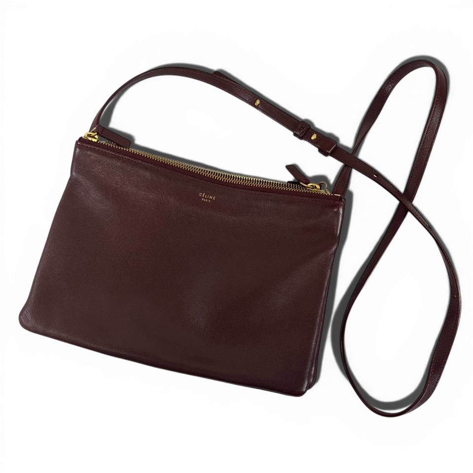 CELINE Trio ショルダーバッグ ボルドー CELINE セリーヌ トリオスモール ショルダーバッグ ボルドー ロゴ