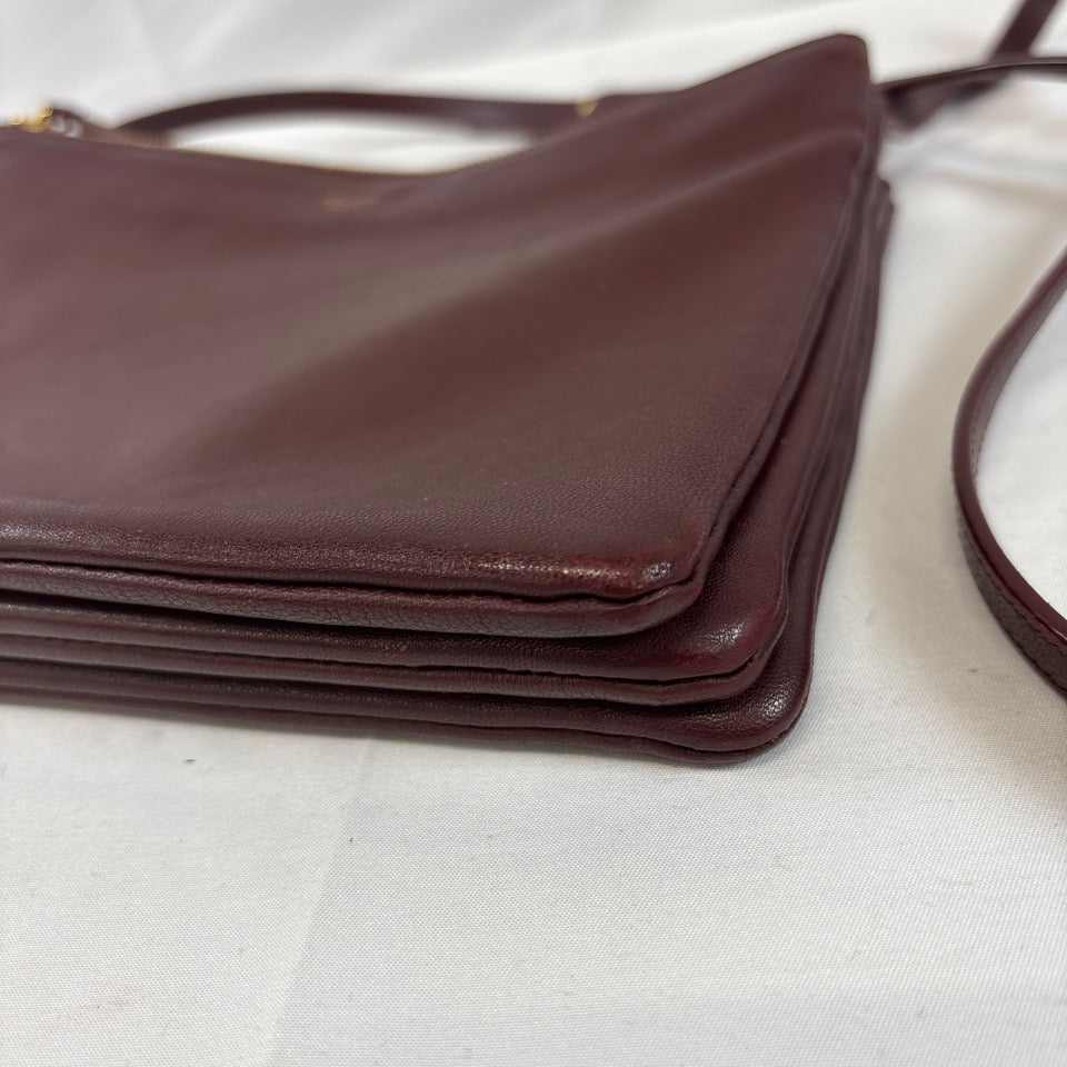 CELINE セリーヌ トリオスモール ショルダーバッグ ボルドー ロゴ 165113ETA