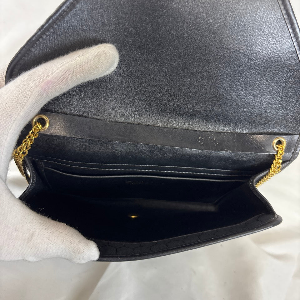 Dior クリスチャンディオール チェーン ショルダーバッグ クラッチバッグ 2way ハニカム ブラック ゴールド