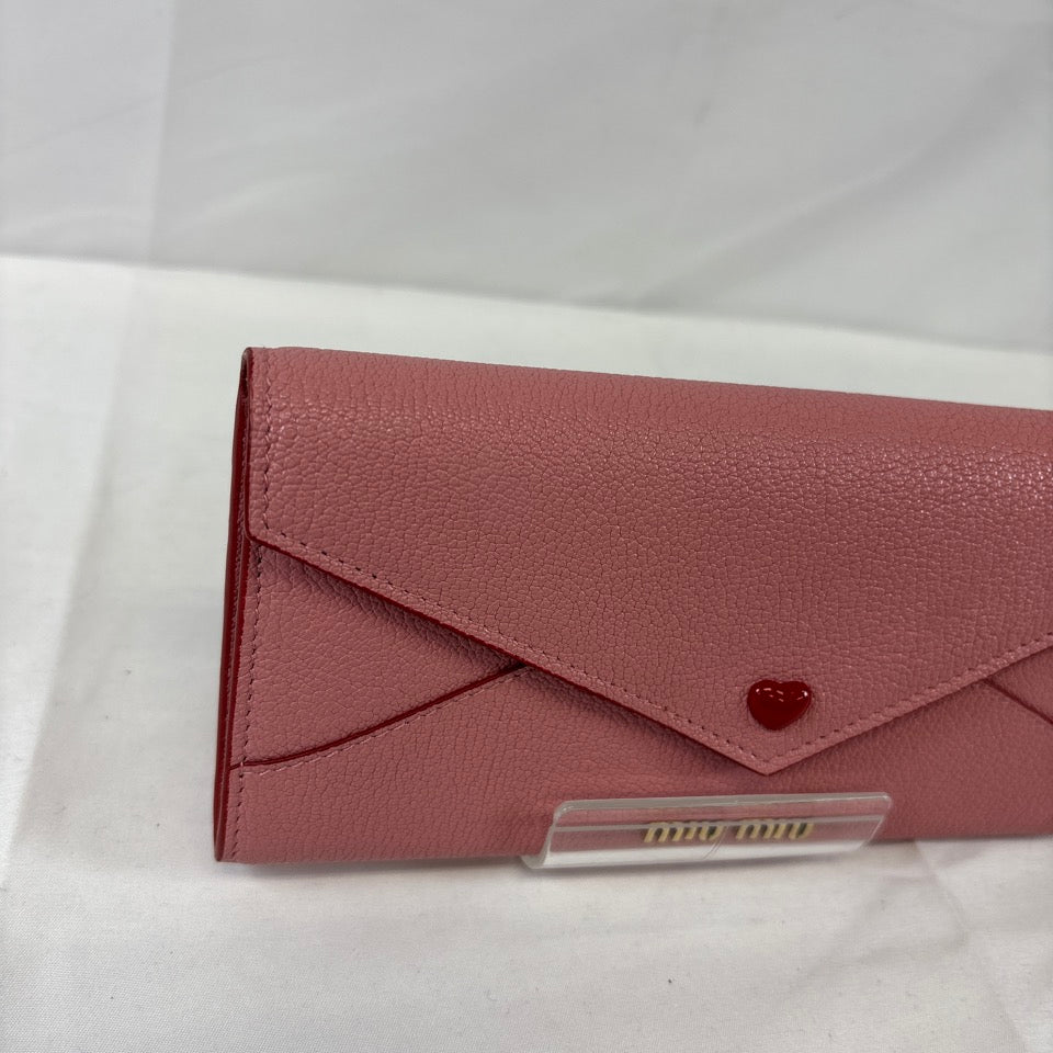 MIUMIU 長財布 ロングウォレット マドラス ラブレター ハート ピンク