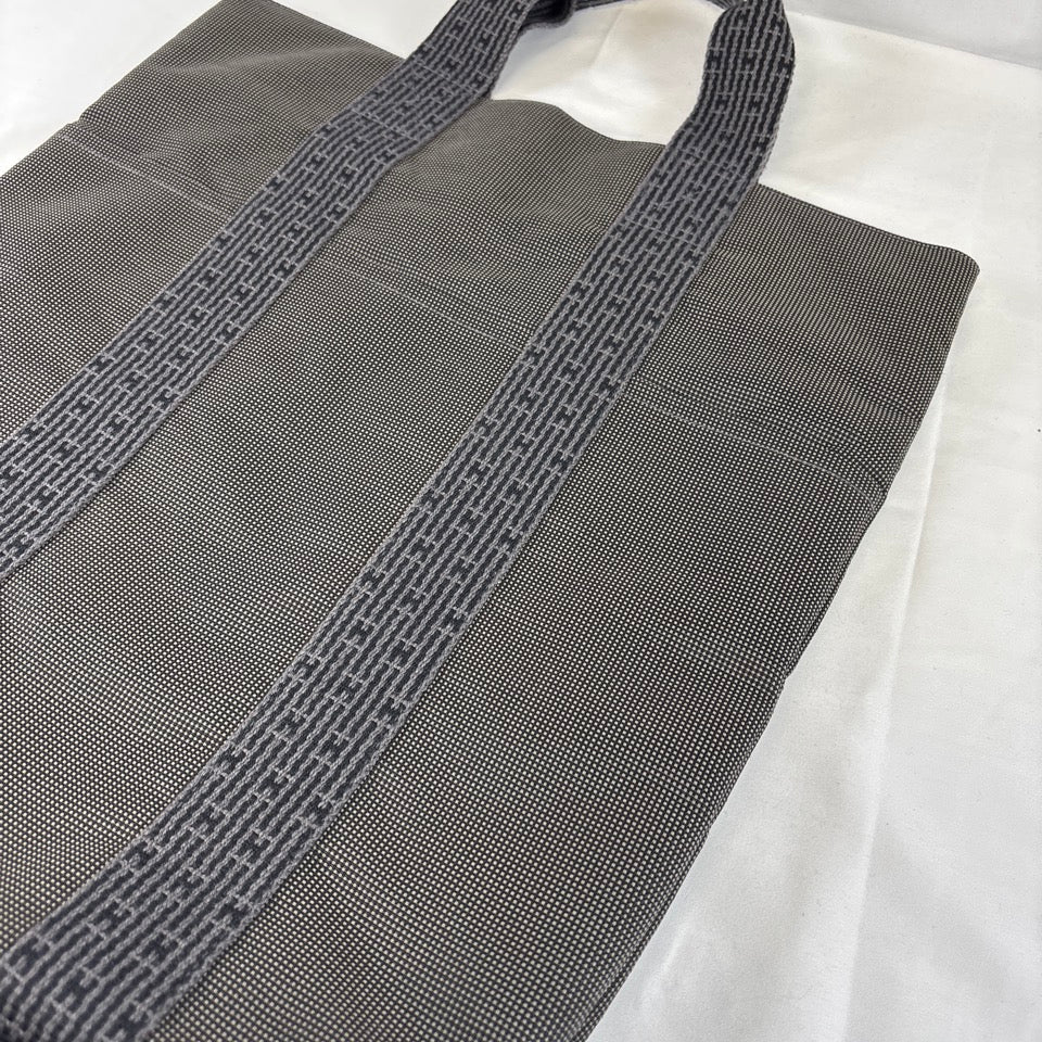 HERMES エールライン カバス Hロゴ ハンドバッグ トートバッグ キャンバス グレー