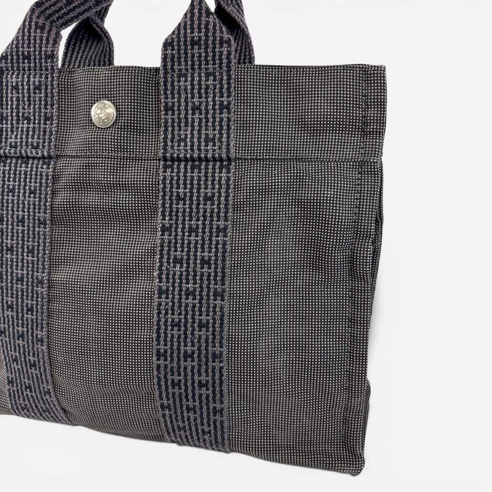 HERMES エルメス トートバッグ エールラインPM キャンバス グレー
