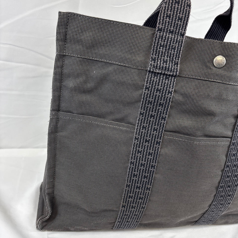 HERMES エルメス エールラインMM トートバッグ キャンバス グレー