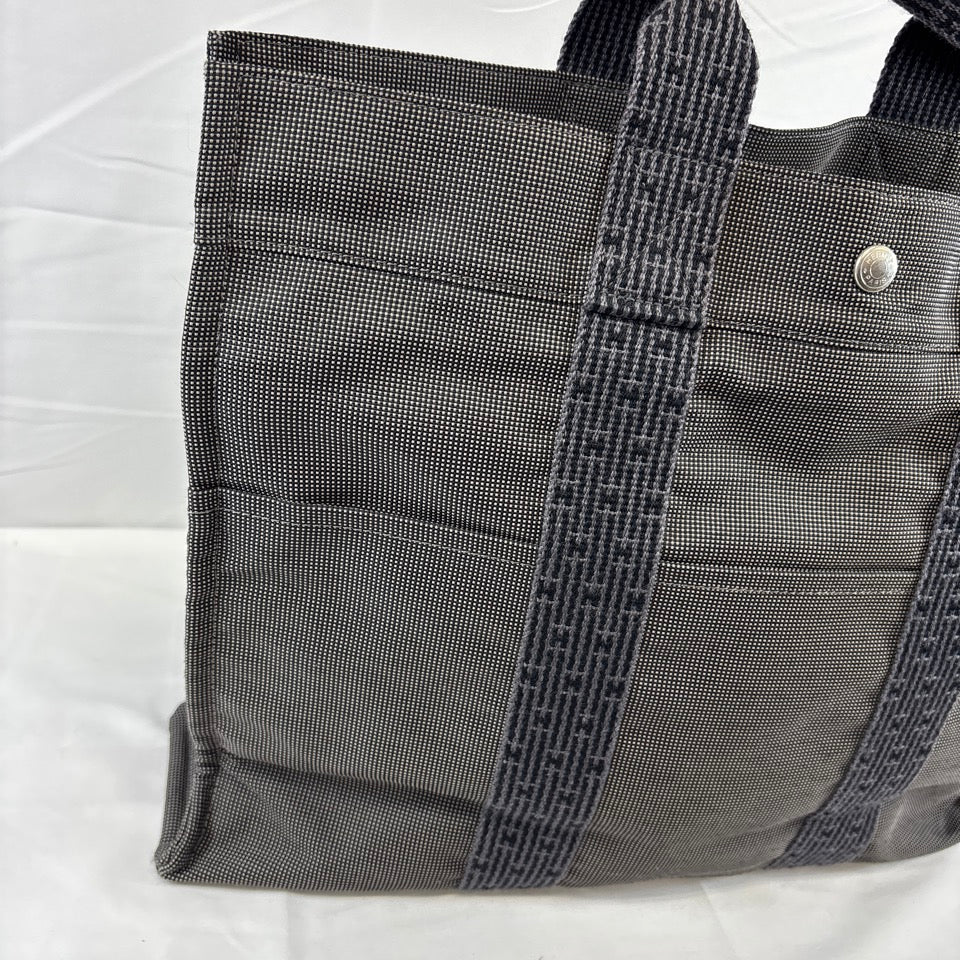 HERMES エルメス エールラインMM トートバッグ キャンバス グレー
