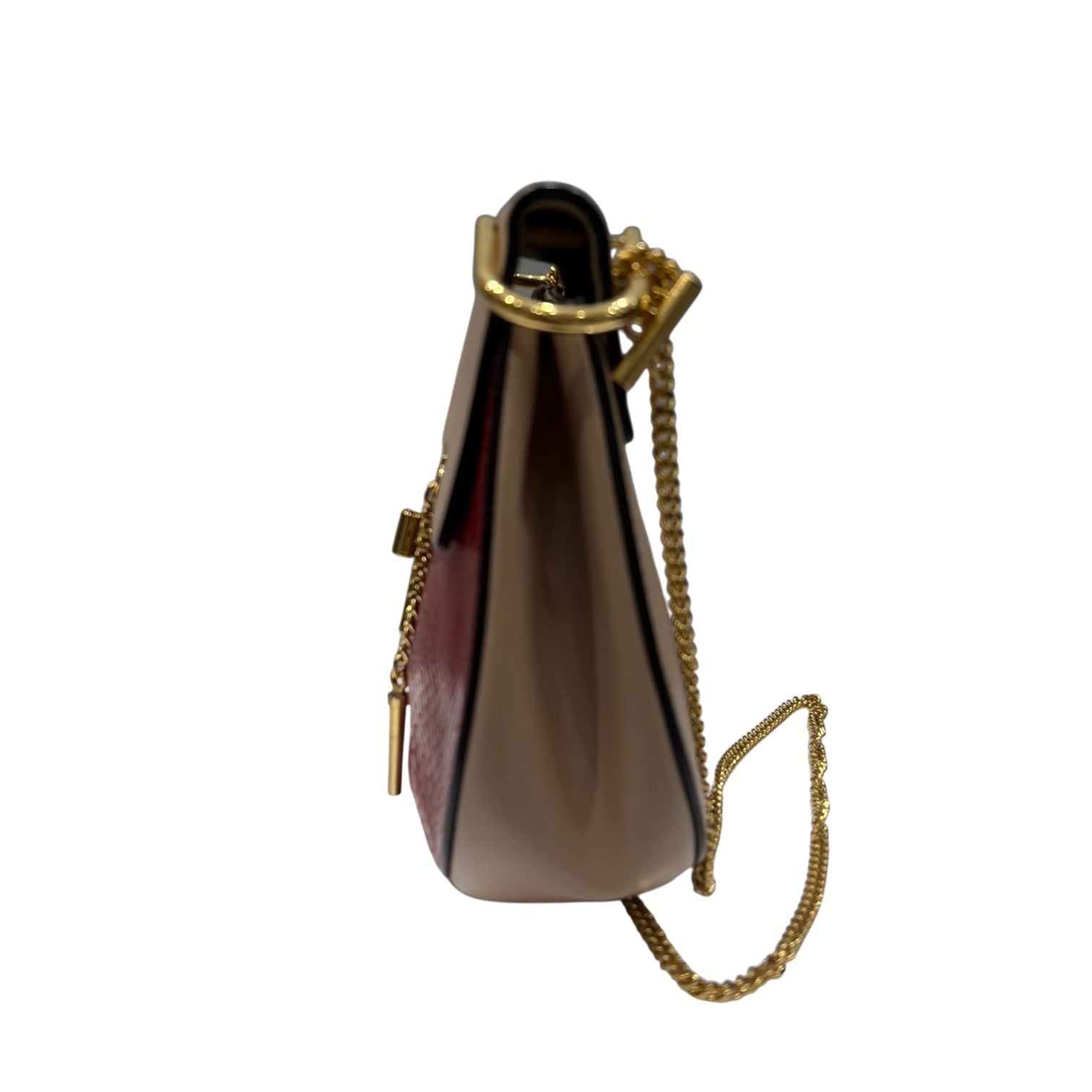 Chloe クロエ チェーン ショルダーバッグ ドリュー レッド ベージュ パイソン レザー レディース