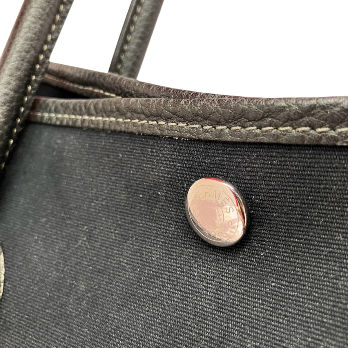 HERMES エルメス ハンドバッグ トートバッグ ガーデンパーティ PM ブラック ノワール キャンバス レザー GARDEN PARTY レディース メンズ