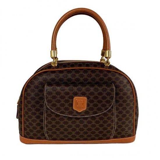 ト静】 ☆ CELINE セリーヌ マカダム柄 ブラゾンロゴ ブラウン