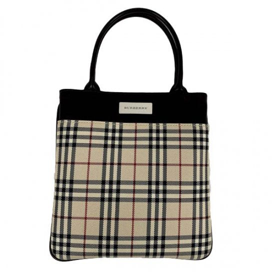 BURBERRY バーバリー チェック柄 キャンバス/レザー ハンドバッグ