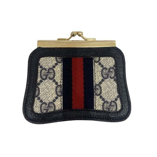 GUCCI グッチ シェリー GGスプリーム/レザー がま口 コインケース