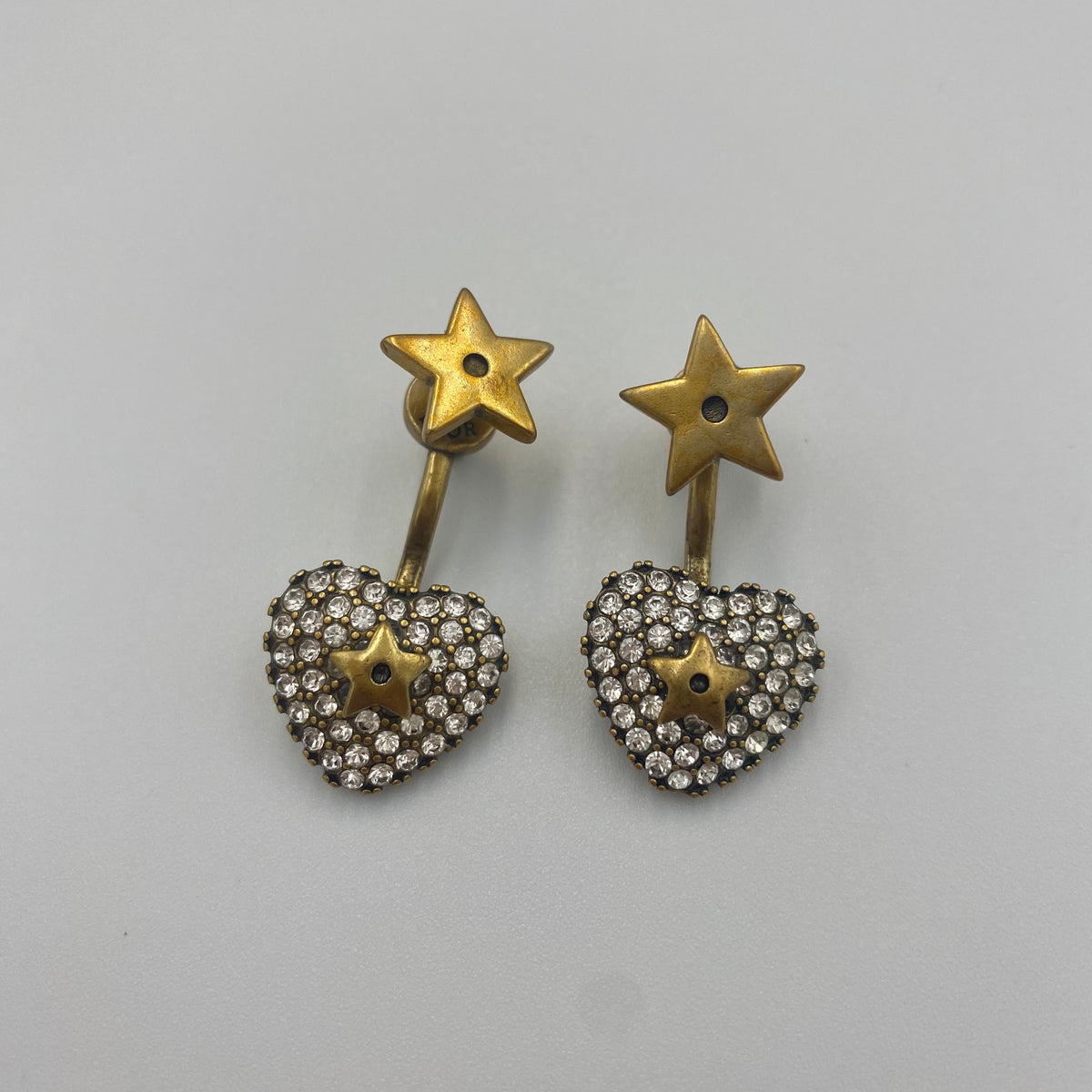 Dior スター ハート ラインストーン ピアス