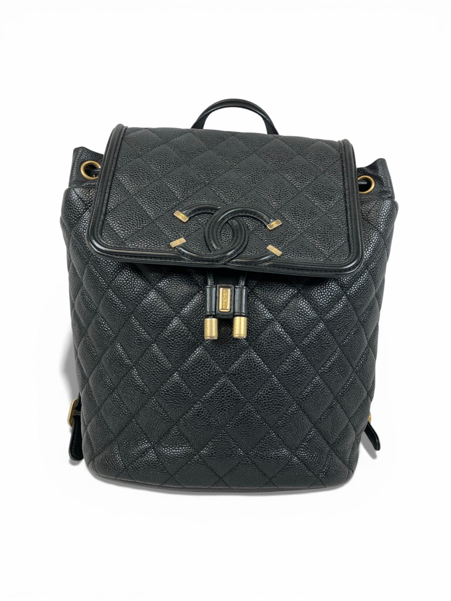 CHANEL　リュックサック　バックパック　CCフィリグリー　キャビアスキン　ココマーク　マトラッセ