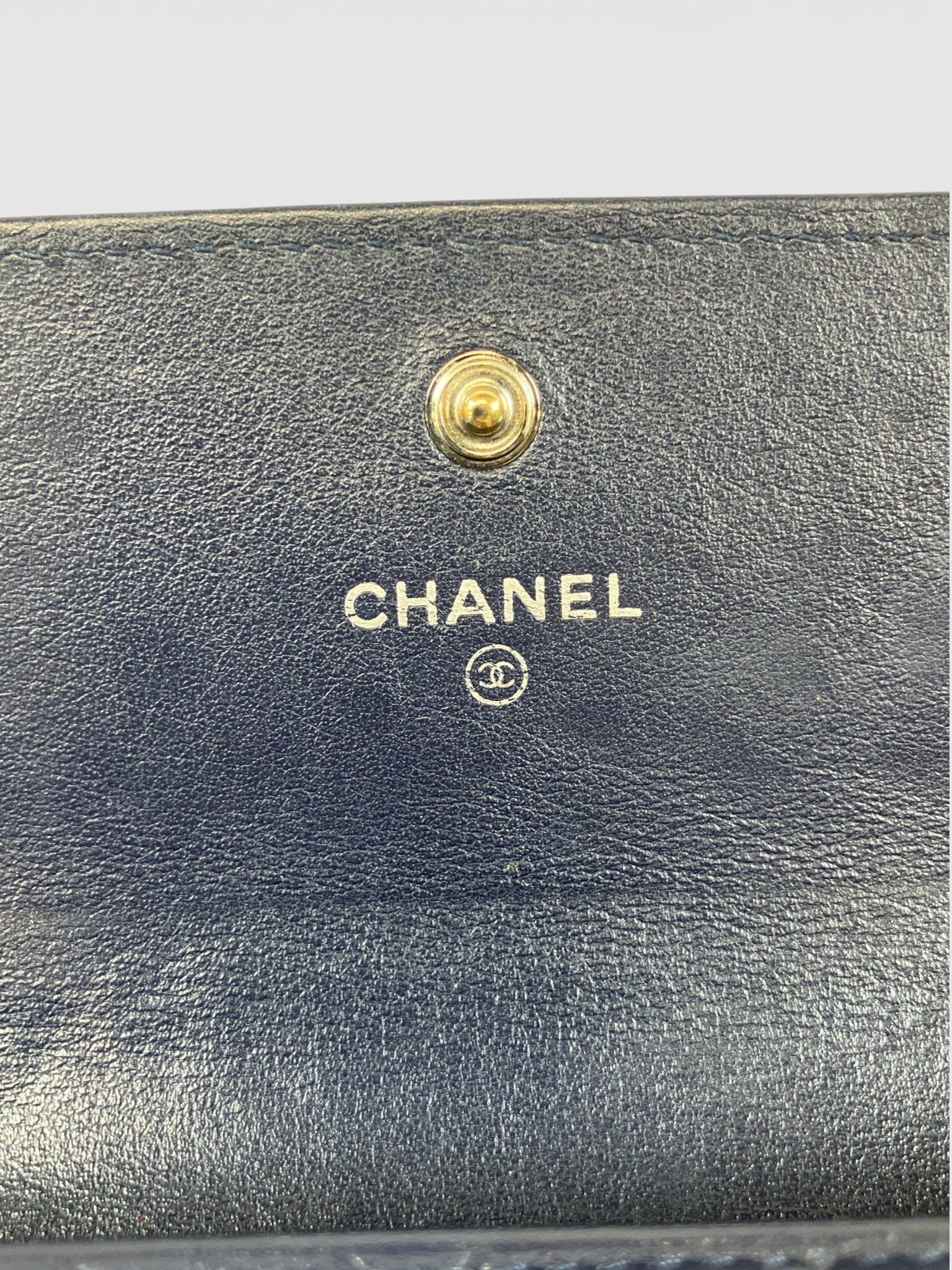CHANEL 長財布 カメリア ラムスキン ネイビー ココマーク