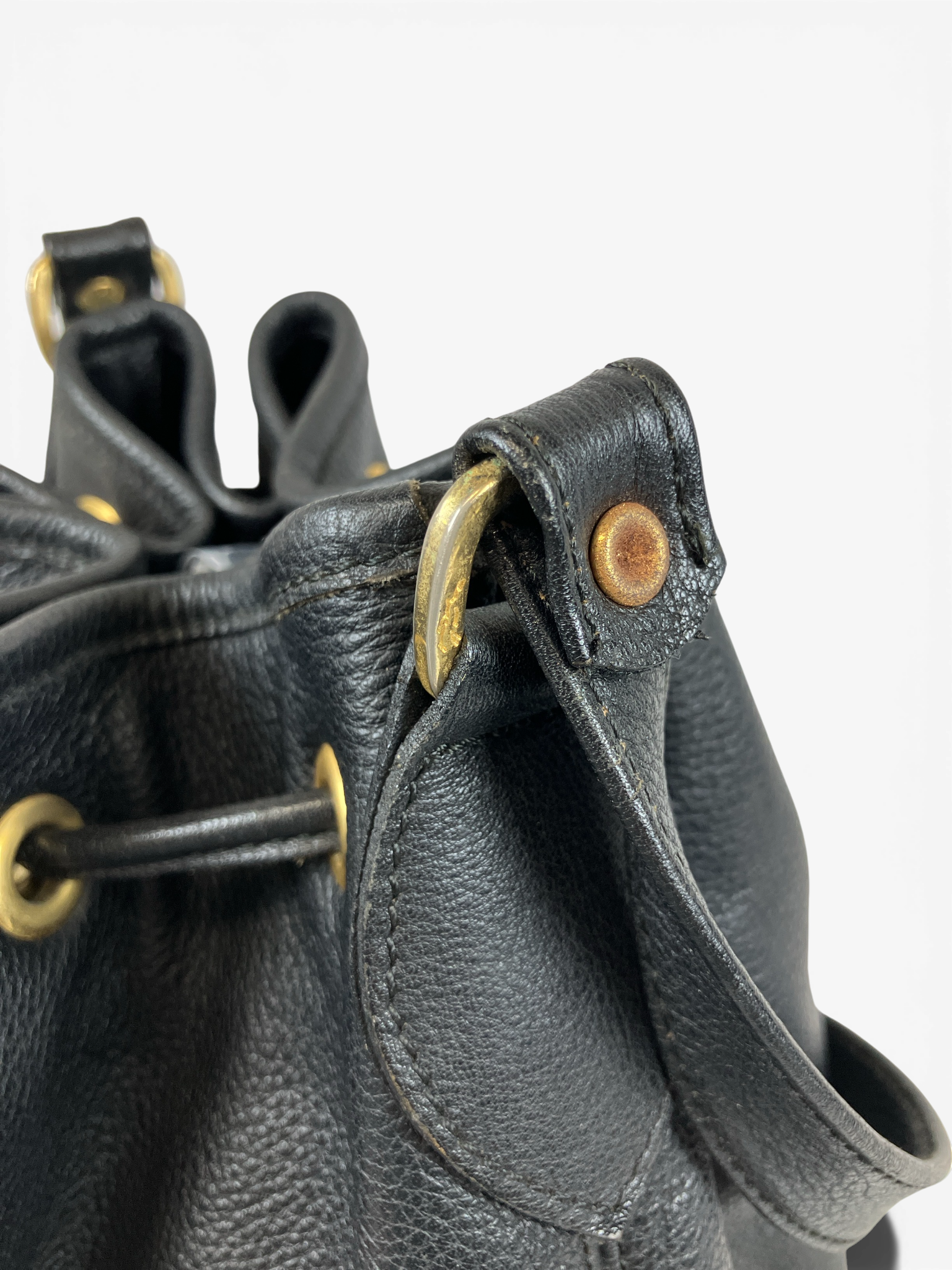 LONGCHAMP ロンシャン ショルダーバッグ 巾着 レザー ブラック