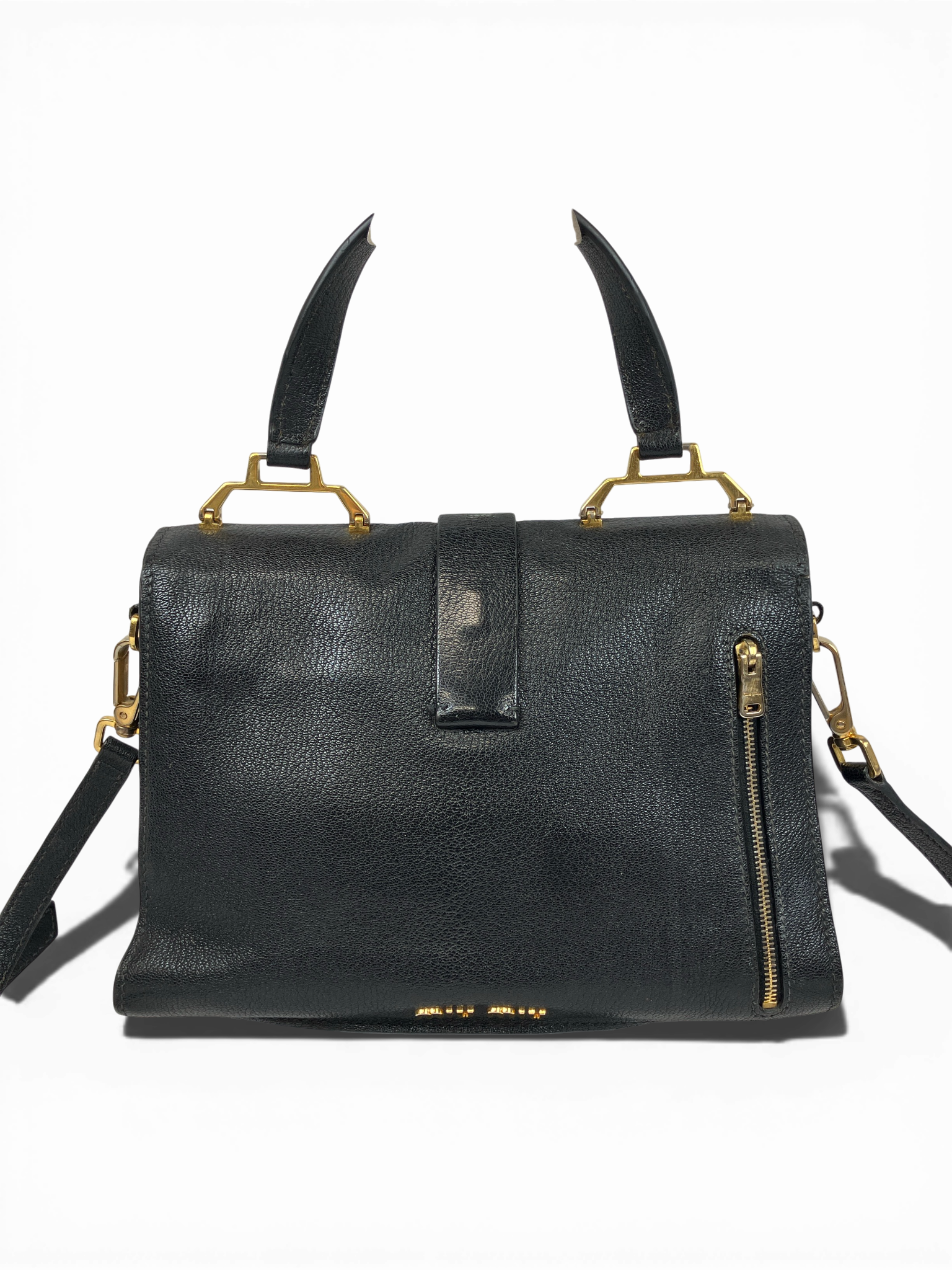 超希少❗️】miumiu ハンドバッグ ブラックレザーハンドバッグ