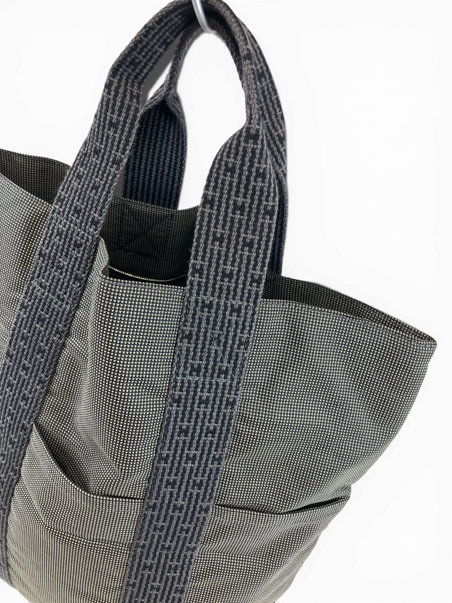 HERMES エルメス エールライン カバス グレー キャンバス トートバッグ