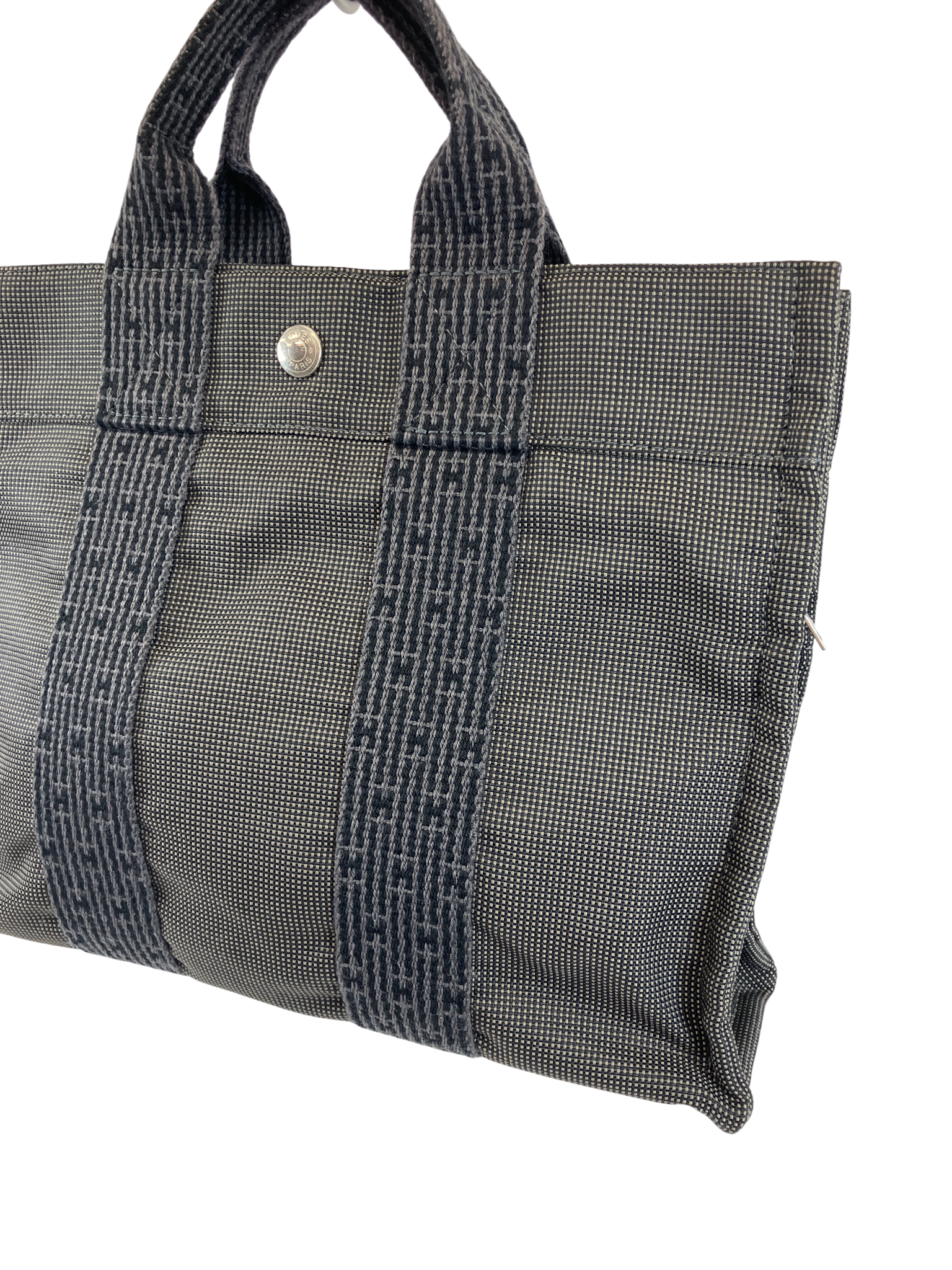 HERMES エルメス エールラインPM ハンドバッグ キャンバス グレー