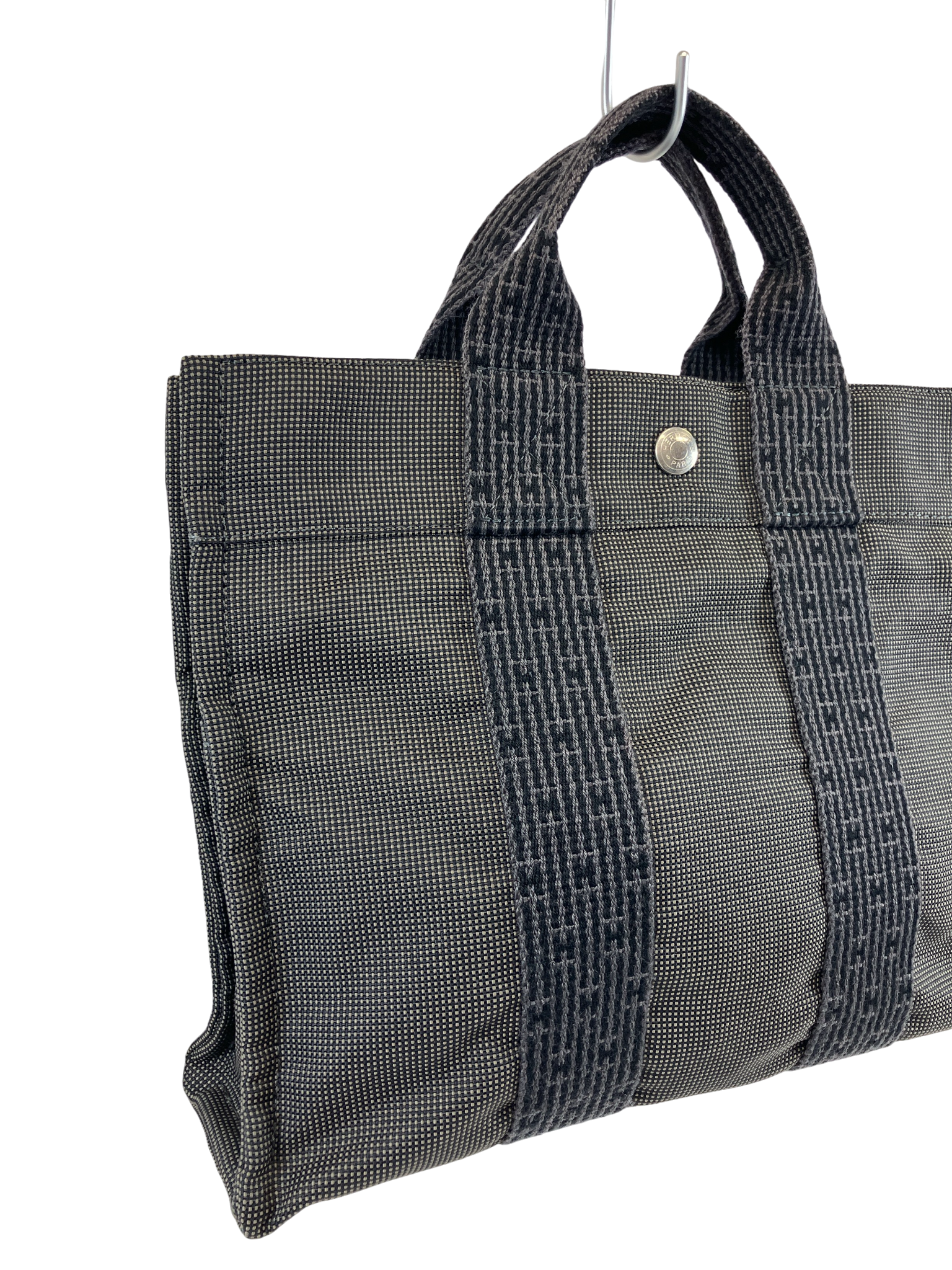 HERMES エルメス エールラインPM ハンドバッグ キャンバス グレー