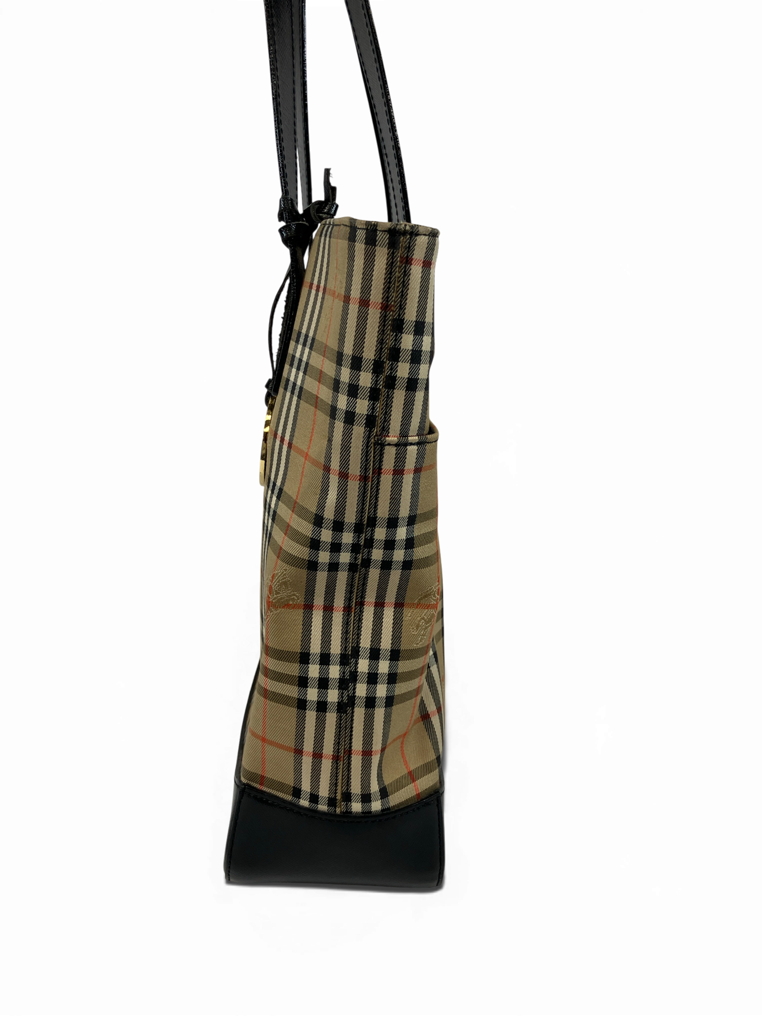 BURBERRY トートバッグ ノバチェック ベージュ ブラック キャンバス レザー
