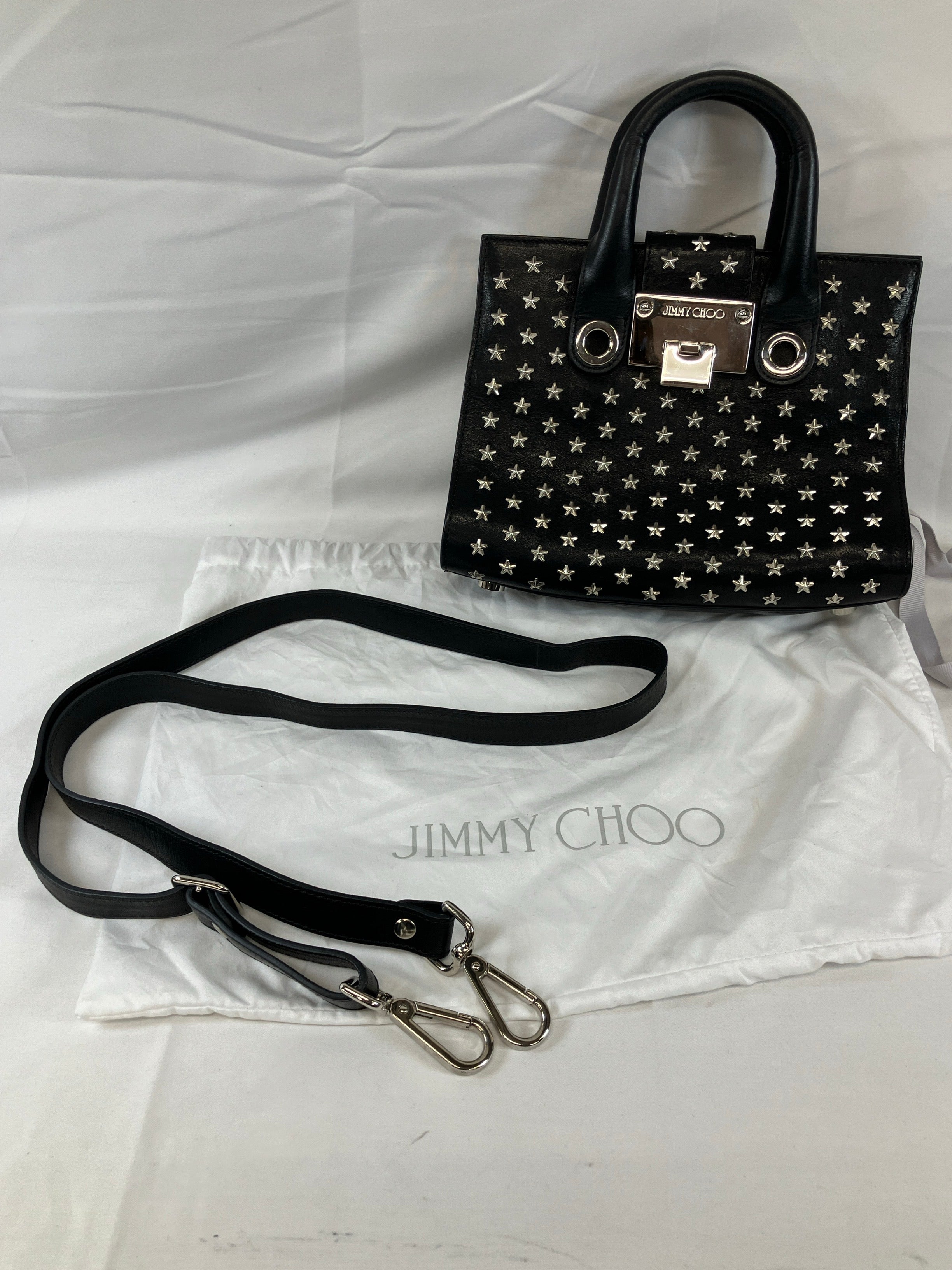 JIMMY CHOO　ジミーチュウ　2way　ハンドバッグ　ショルダーバッグ　スタッズ　ブラック