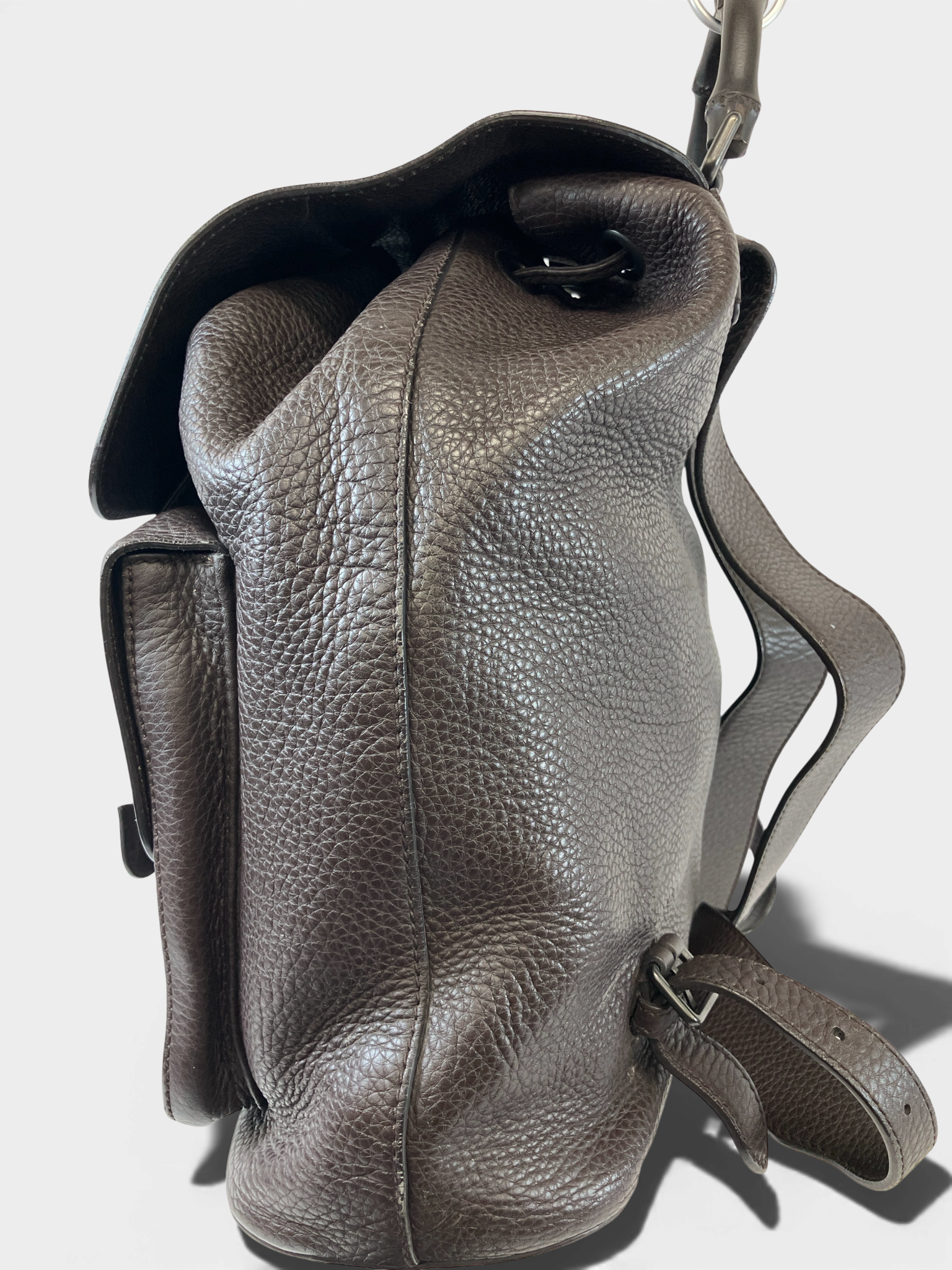 GUCCI　バンブー　バックパック　リュックサック　レザー　ブラウン　387097　