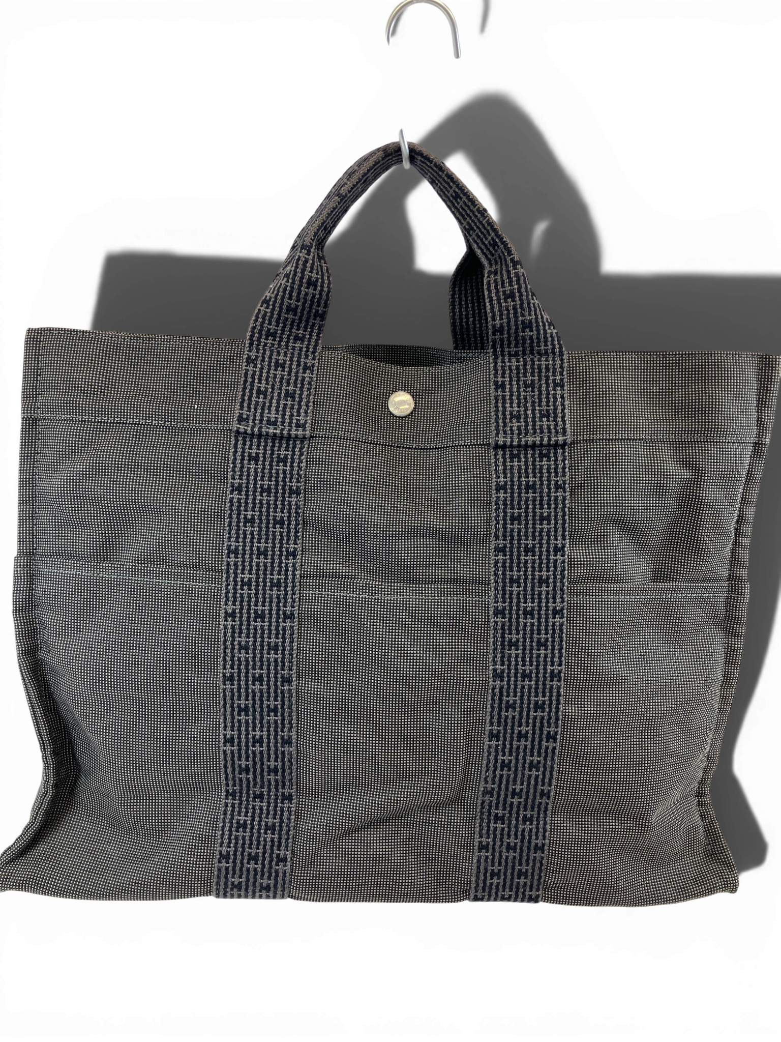 HERMES エルメス エールラインMM トートバッグ キャンバス グレー