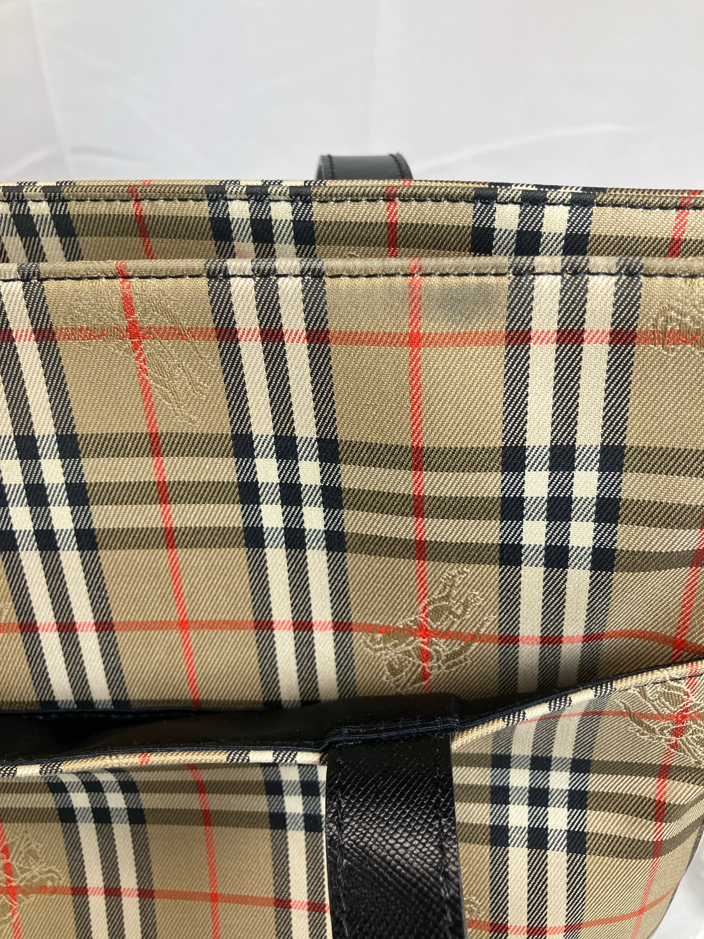 BURBERRY トートバッグ ノバチェック ベージュ ブラック キャンバス レザー