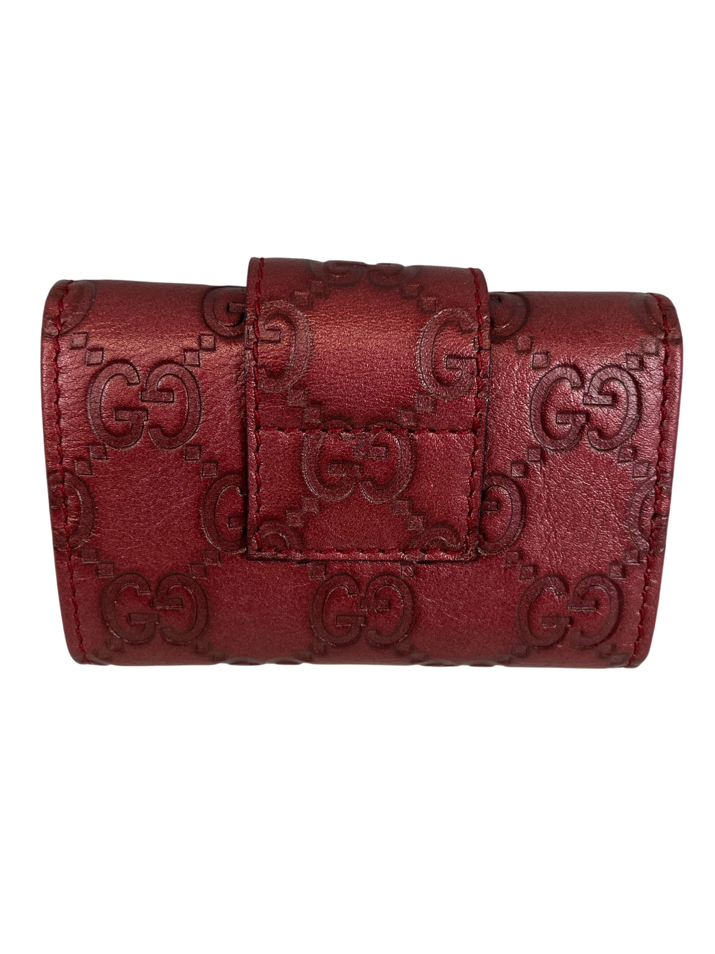 GUCCI グッチ キーケース 6連 グッチシマ ハート レッド メタリック