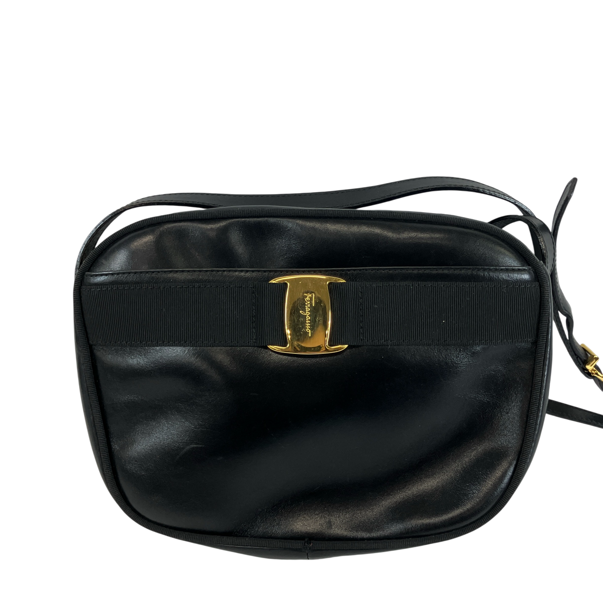 FERRAGAMO フェラガモ ショルダーバッグ ガンチーニ ヴァラ ブラック